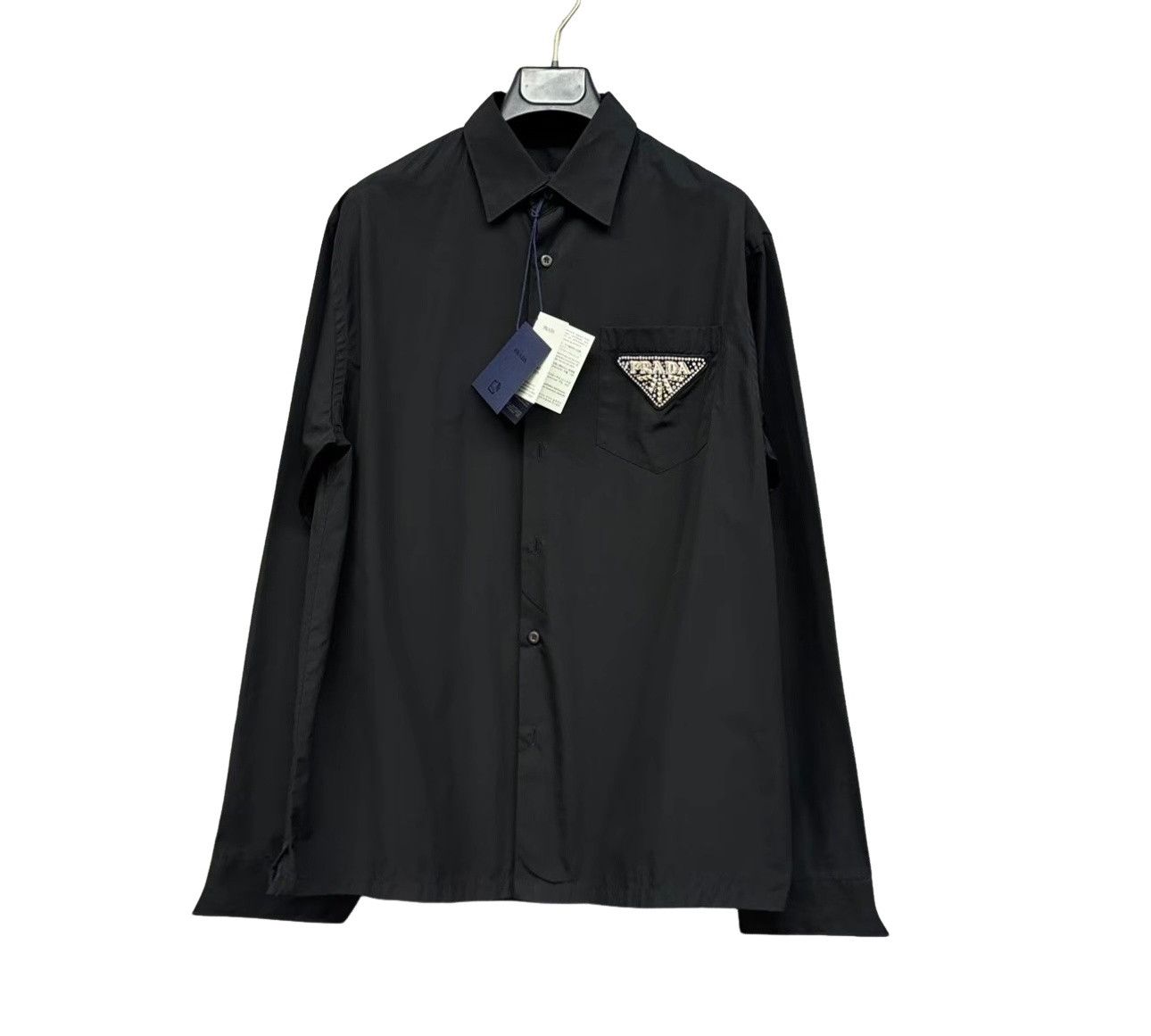 Prada Prada Rhinestone Triangle Logo Shirt Size S Size US S / EU 44-46 / 1 - 1 Thumbnail