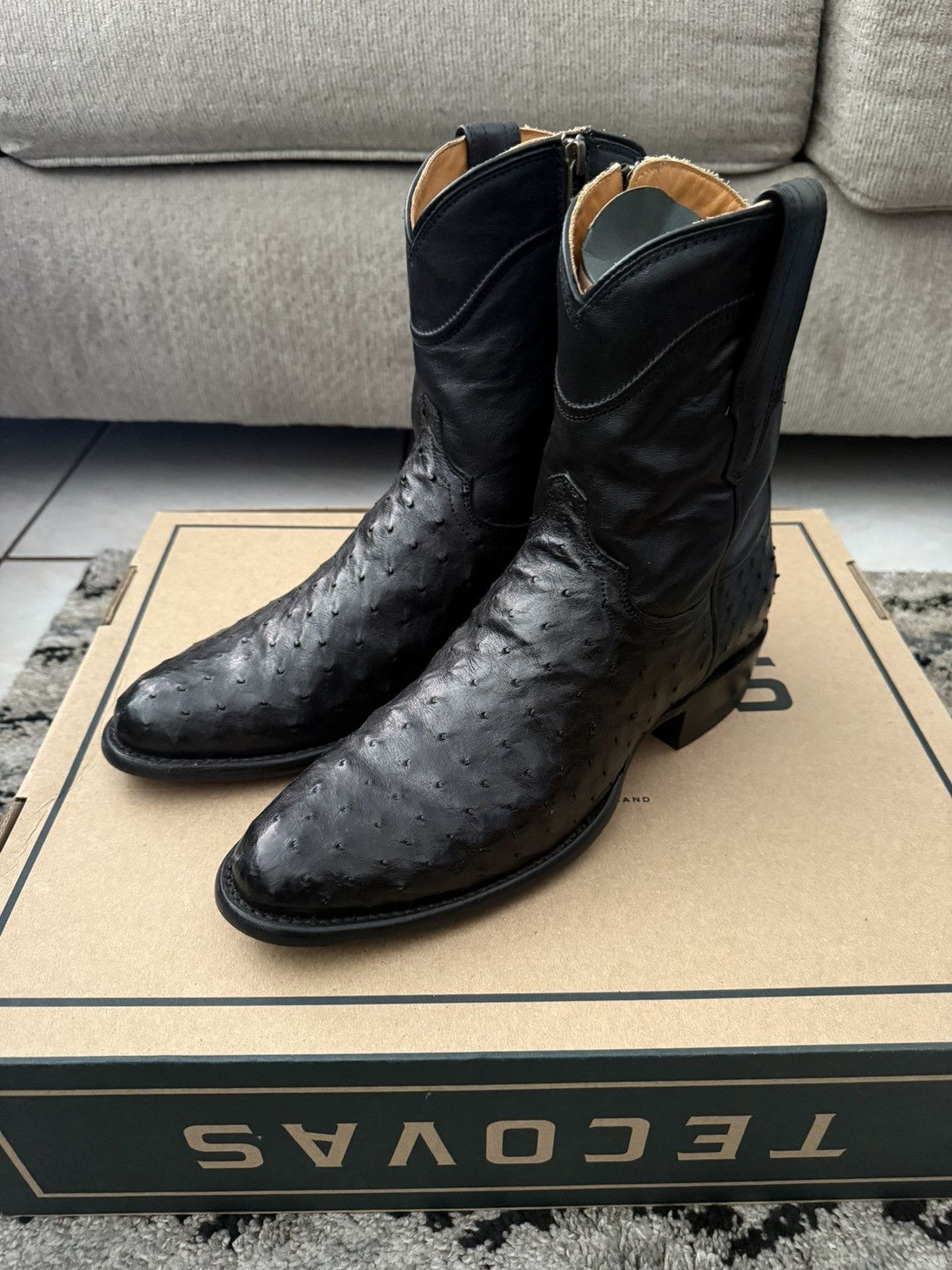 Tecovas Tecovas “The Dean” in Onyx Ostrich Size US 9 / EU 42 - 1 Thumbnail