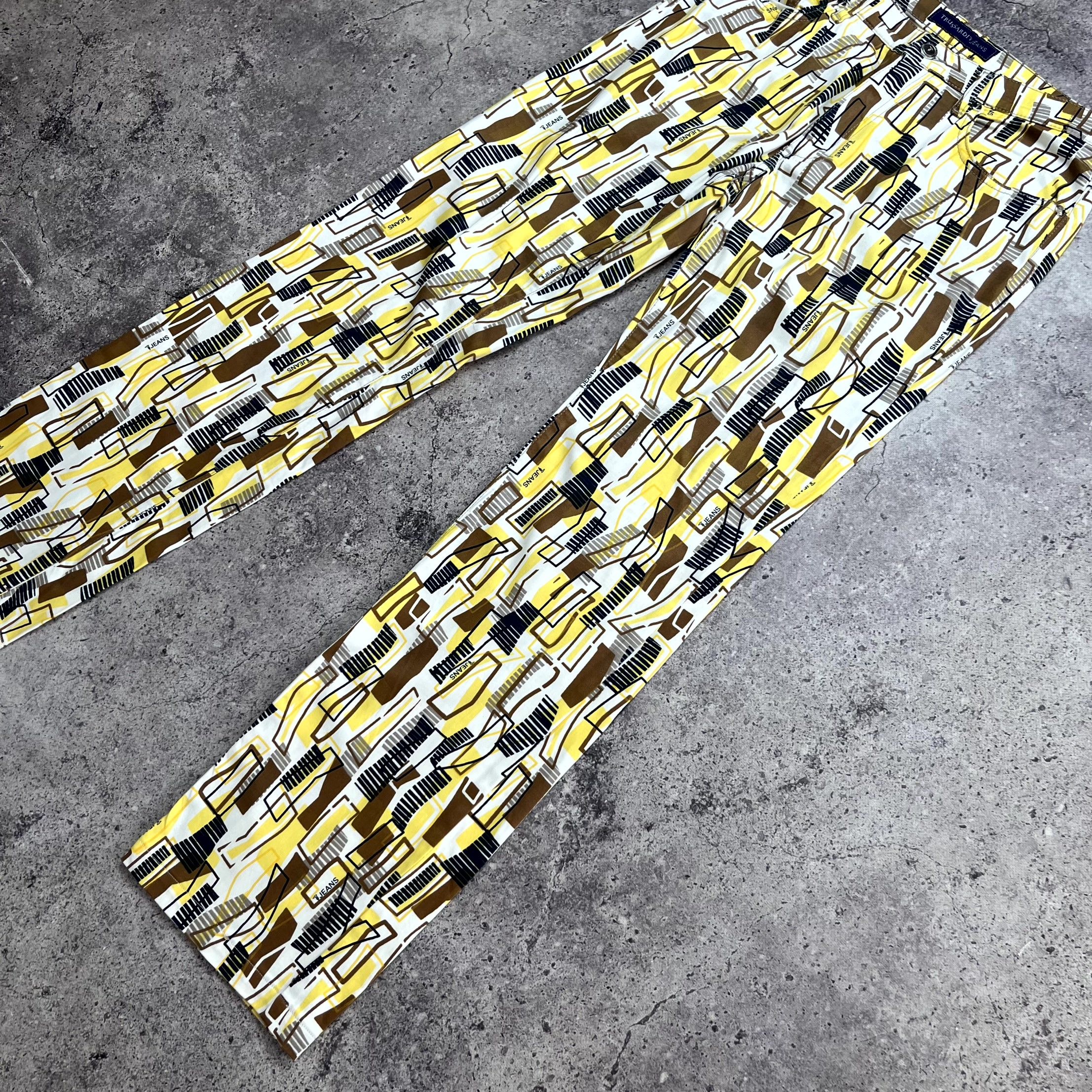 Trussardi Y2K Trussardi Abstract Geometric Pants Yellow Jeans Size 30 Size 30" / US 8 / IT 44 - 2 Thumbnail