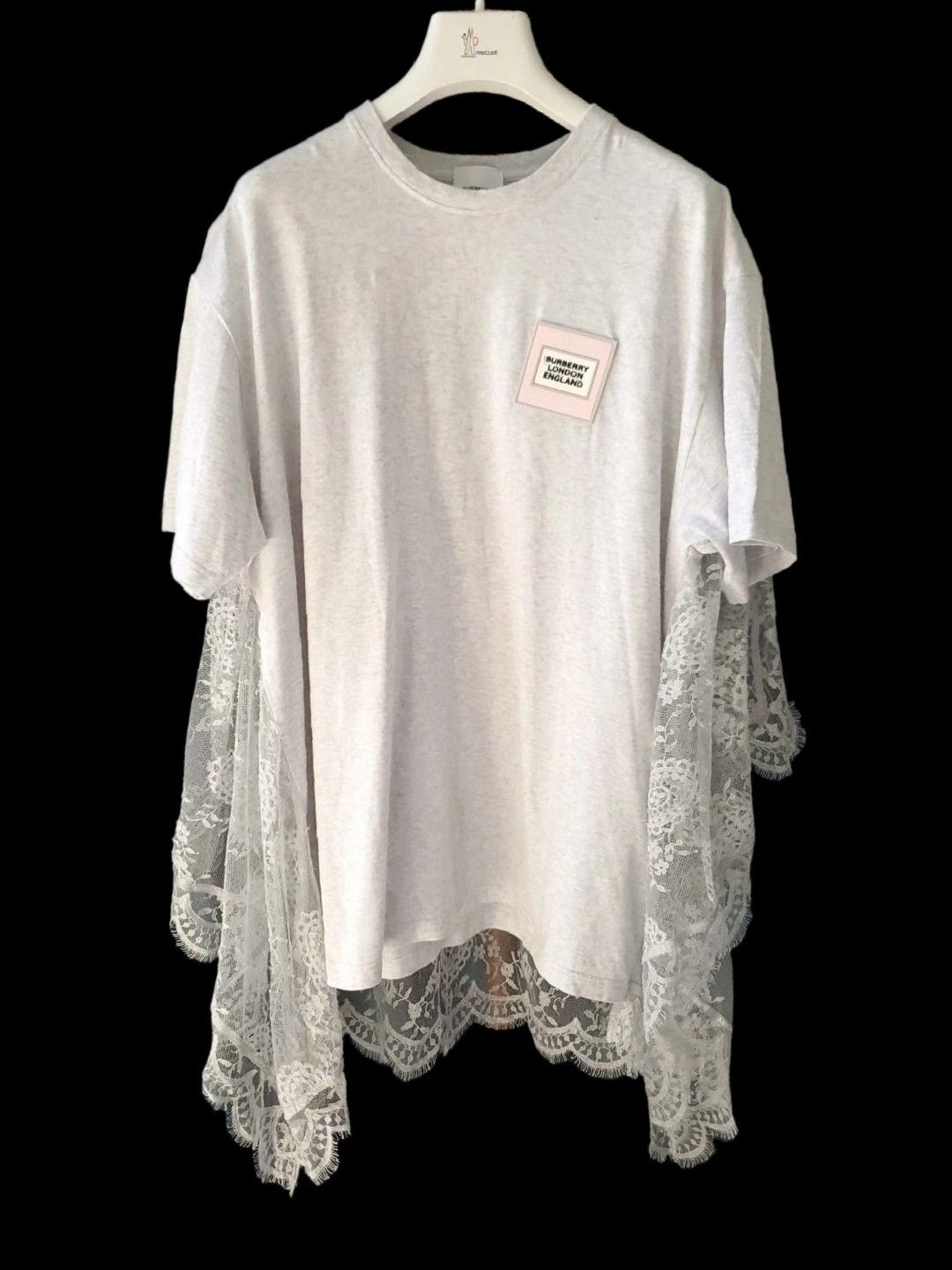Burberry Burberry Gray Lace Trim T-shirt Size US M / EU 48-50 / 2 - 1 Thumbnail