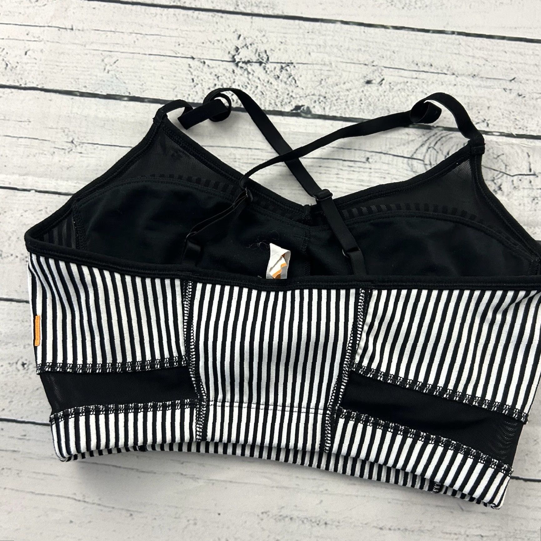 Vintage Lucy Striped Cinch Front Crossback Yoga Sports Bra Women's S Black Size ONE SIZE - 3 Thumbnail