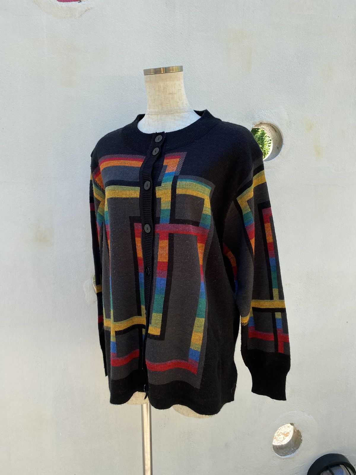 Designer × Vintage FINANCIER Black Knitted Cardigan Size L / US 10 / IT 46 - 12 Thumbnail