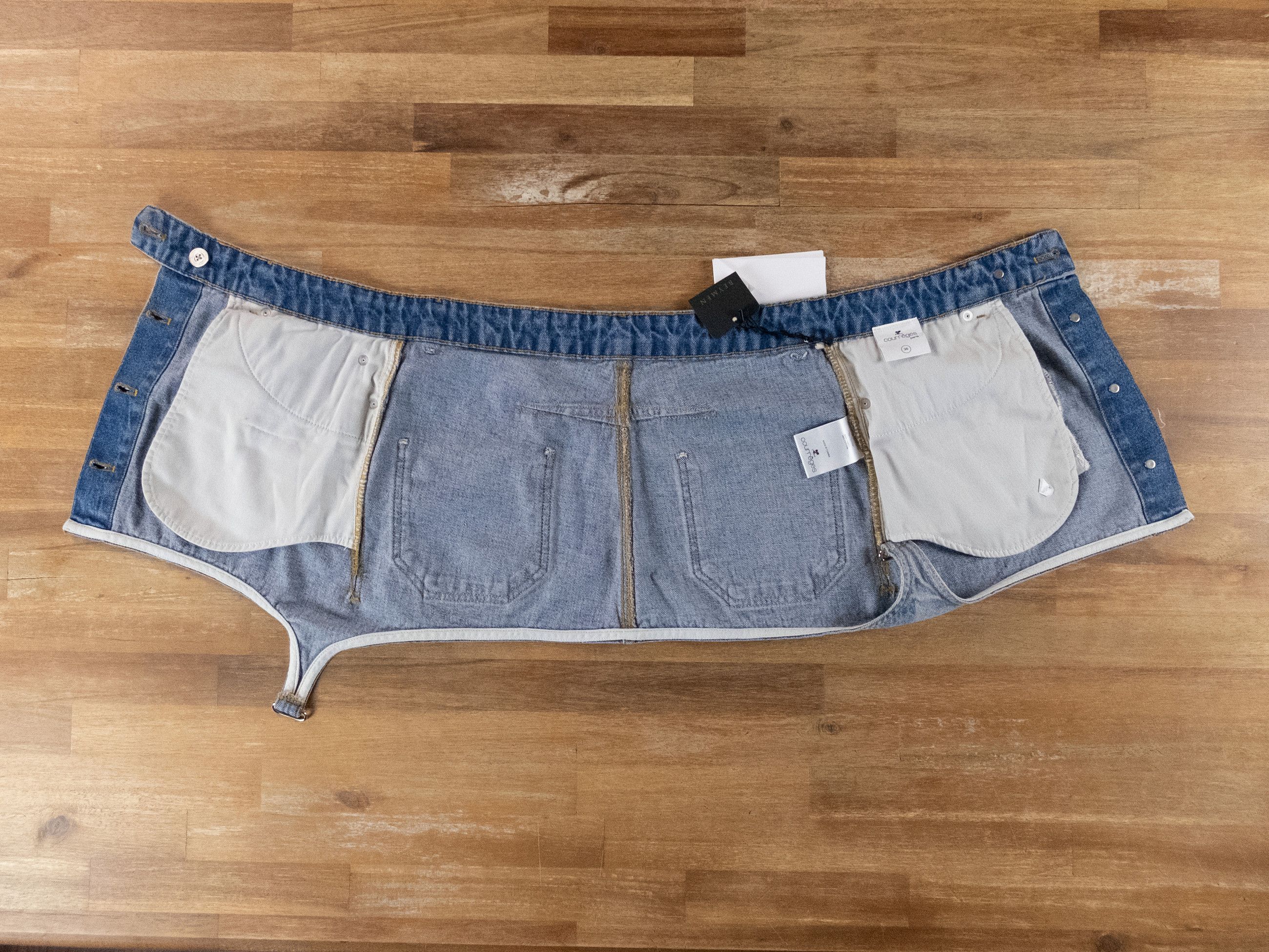 Courreges COURREGES Trucker Strap blue denim mini skirt 4 36 Size 26" / US 2 / IT 38 - 11 Thumbnail