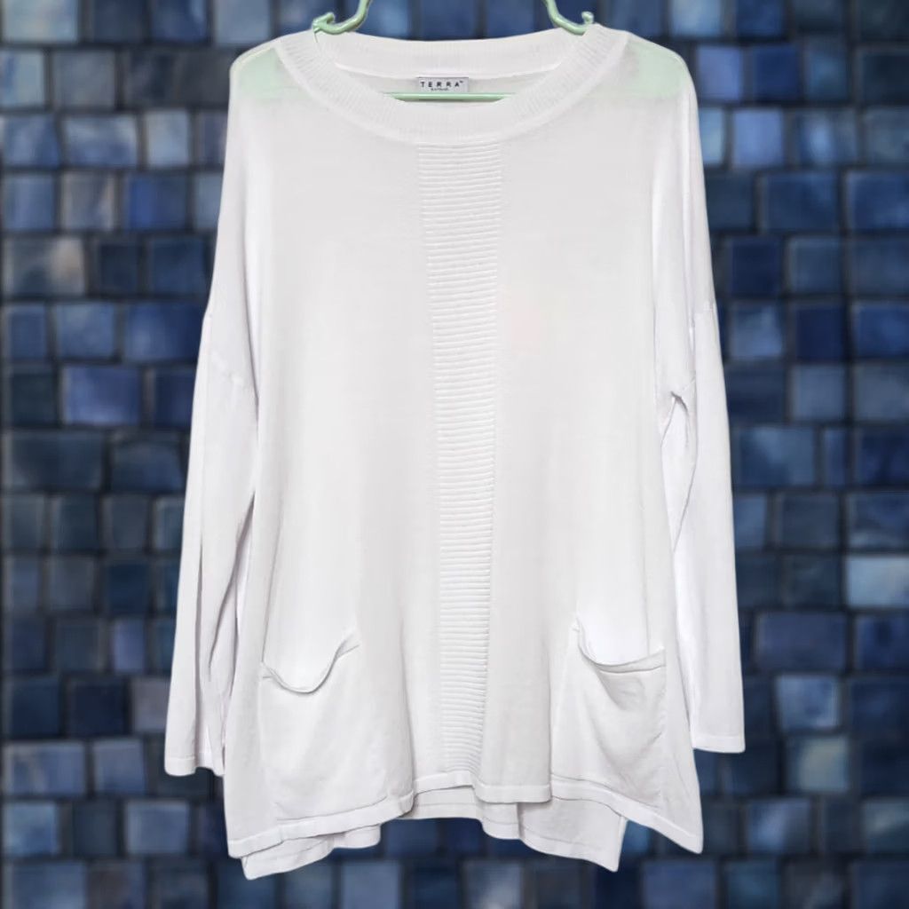 Vintage Terra Sweater Womens XL White Apparel Pullover Long Sleeve Rayon Nylon Blend Size XL / US 12-14 / IT 48-50 - 1 Thumbnail