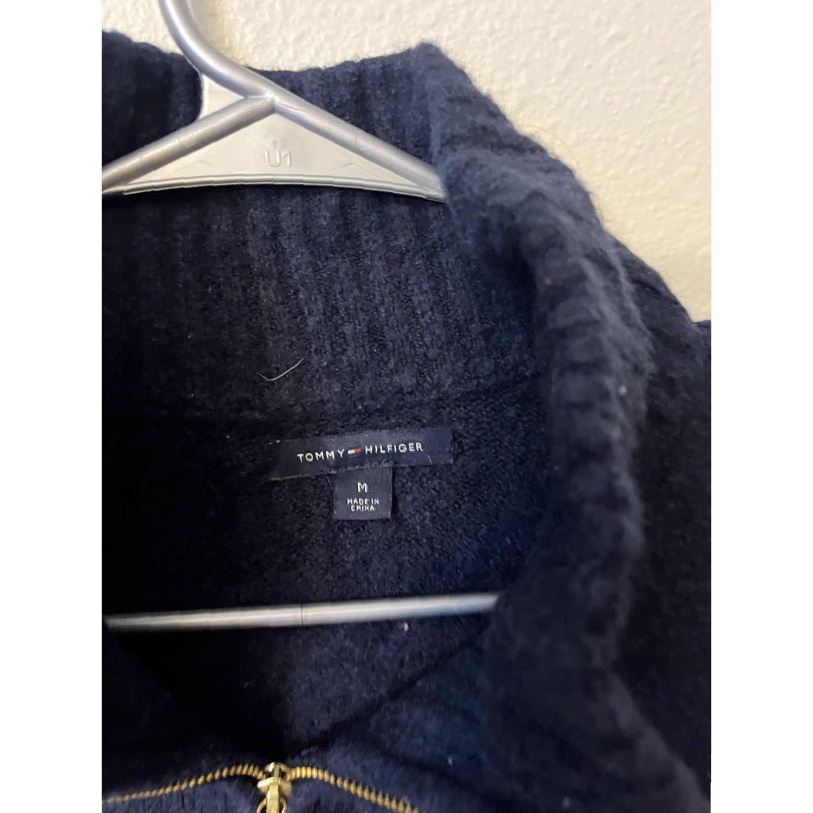Tommy Hilfiger VINTAGE Tommy Hilfiger Wool 1/4 Zip Sweater Womens Medium Navy Blue Size M / US 6-8 / IT 42-44 - 2 Thumbnail