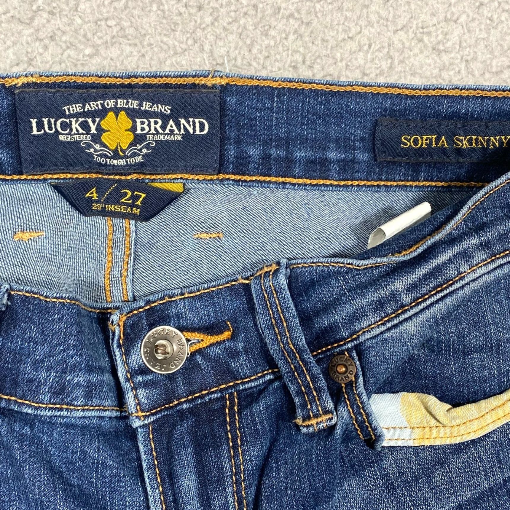 Lucky Brand LUCKY Brand SOFIA SKINNY Jeans Medium Wash Distress w/Ankle Zip Womens Size 27" / US 4 / IT 40 - 7 Thumbnail