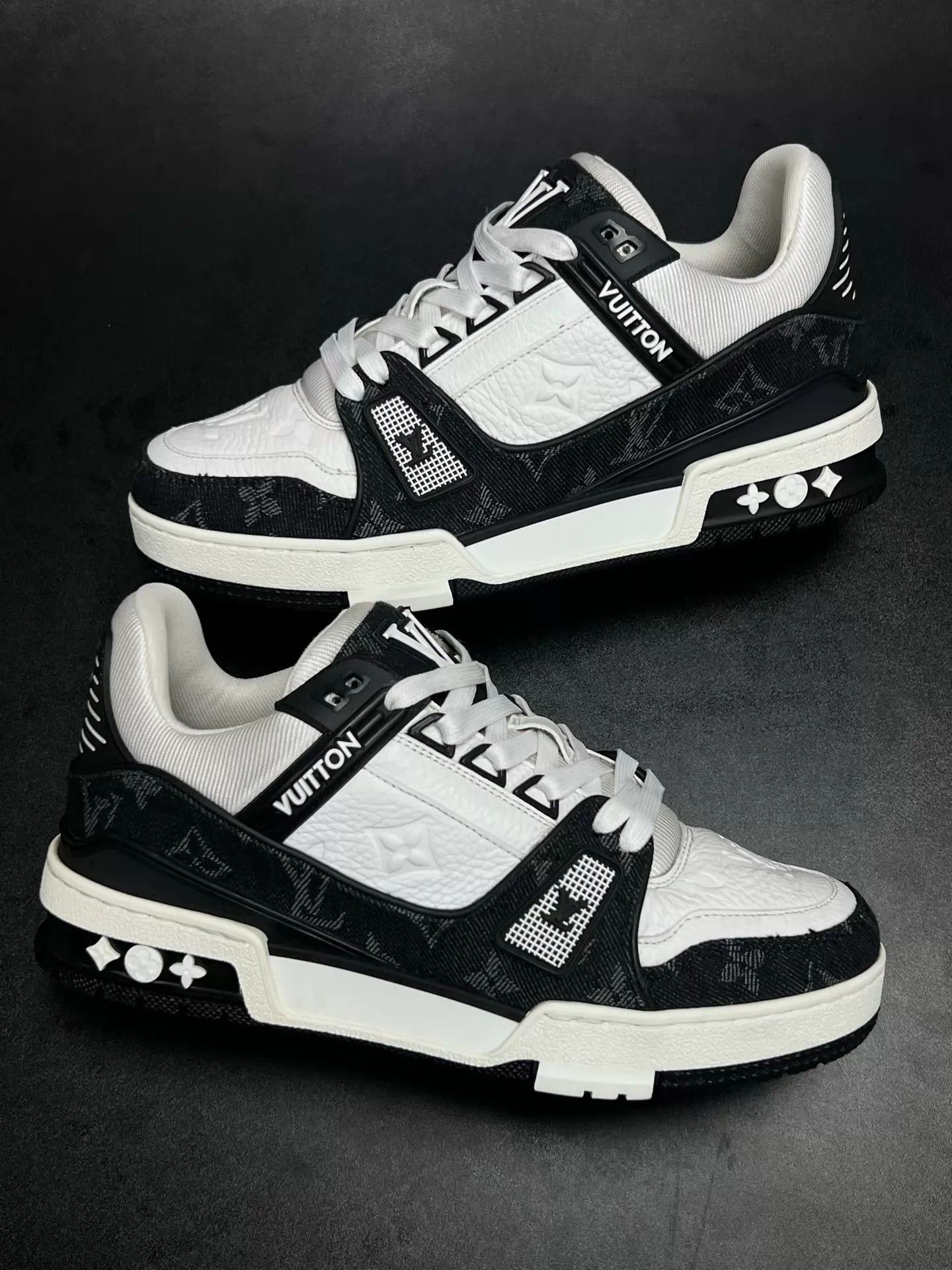 Louis Vuitton LV Trainer Black White Denim UK3.5/37.5 LN Dust Bag Size US 7 / IT 37 - 5 Thumbnail