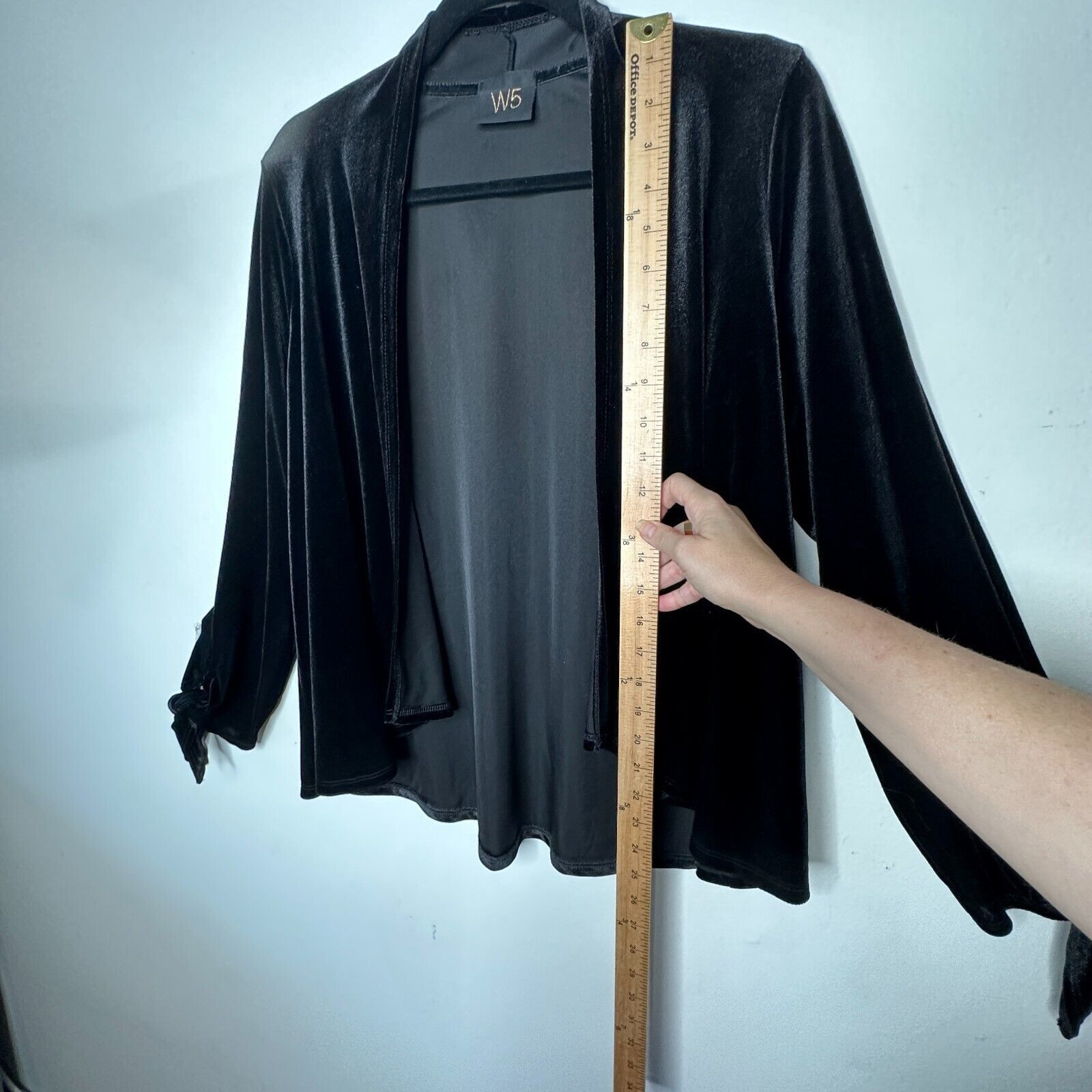 Other Jet Black Velvet Waterfall Open Cardigan Long Sleeve Ties M Size M / US 6-8 / IT 42-44 - 7 Thumbnail