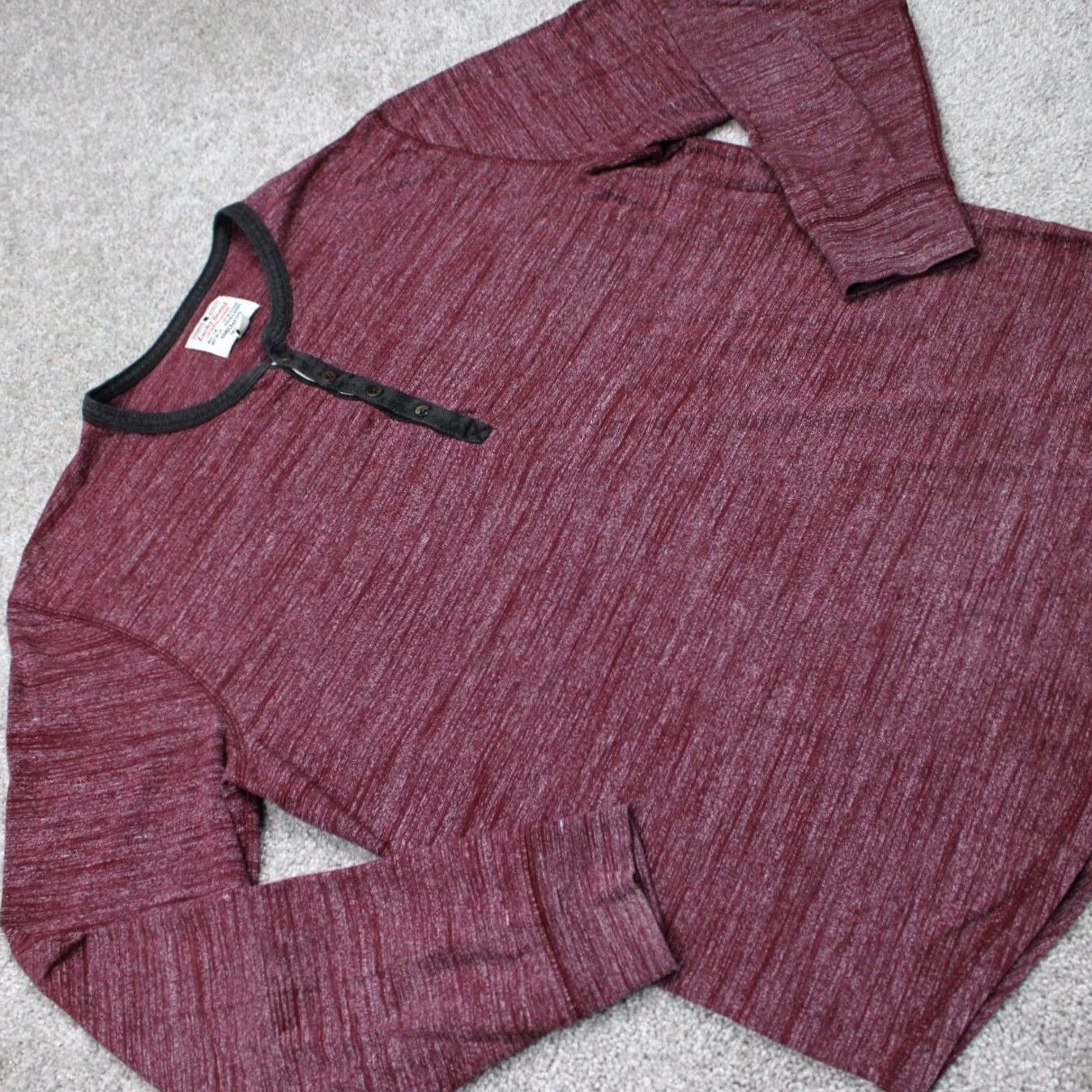 Lucky Brand Lucky Brand Henley Shirt Mens Large Red 100% Cotton Long Sleeve Pullover Size US L / EU 52-54 / 3 - 6 Thumbnail