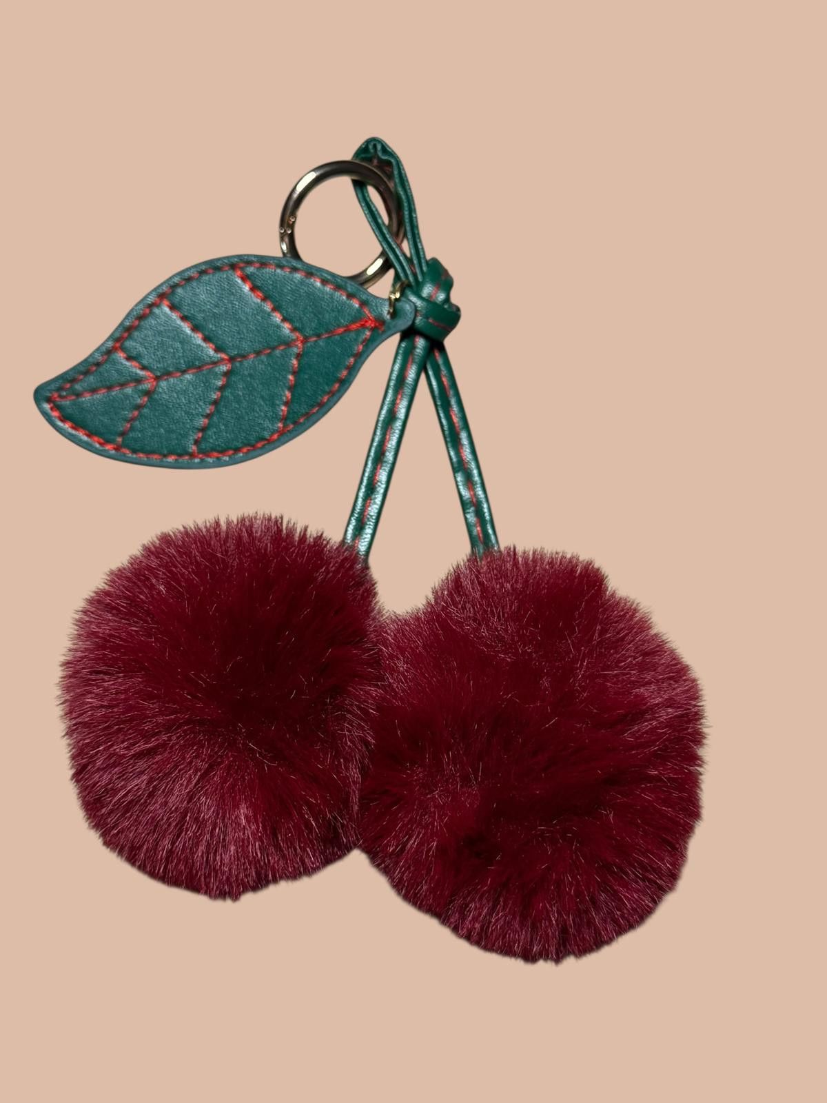 Genetic Manipulation Shinichiro Kuriya Faux Fur Cherry Pom Pom Keychain with Leaf Accent Size ONE SIZE - 1 Thumbnail