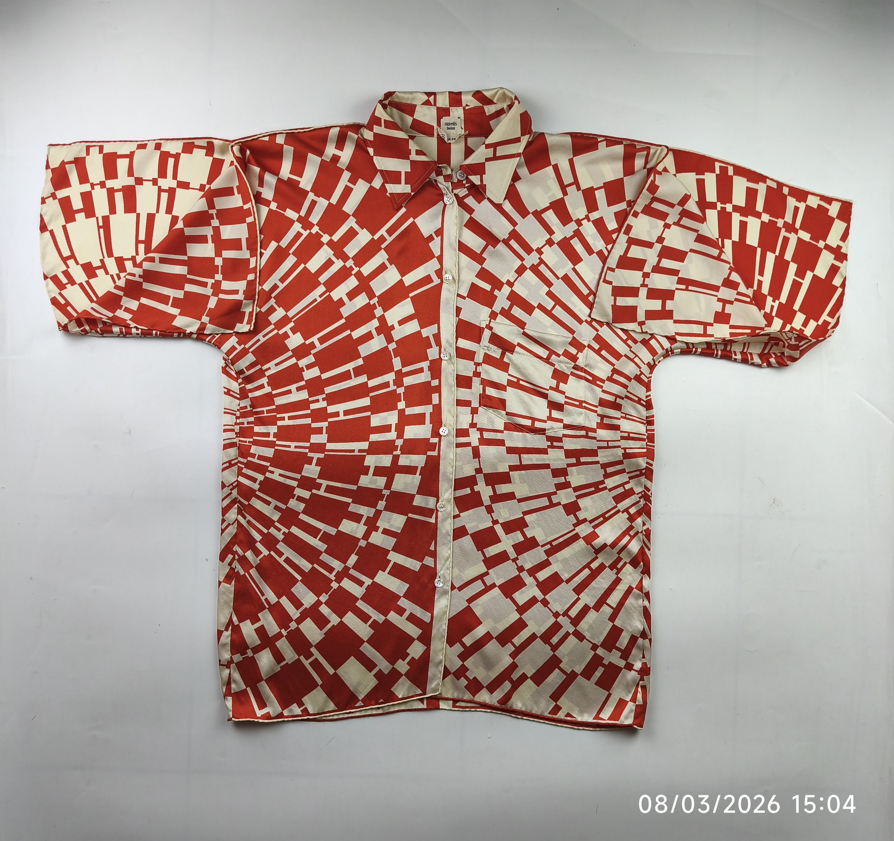 Hermes Hermes gaultier era - op'H - split sleeve - silk button up Size XS / US 0-2 / IT 36-38 - 2 Thumbnail