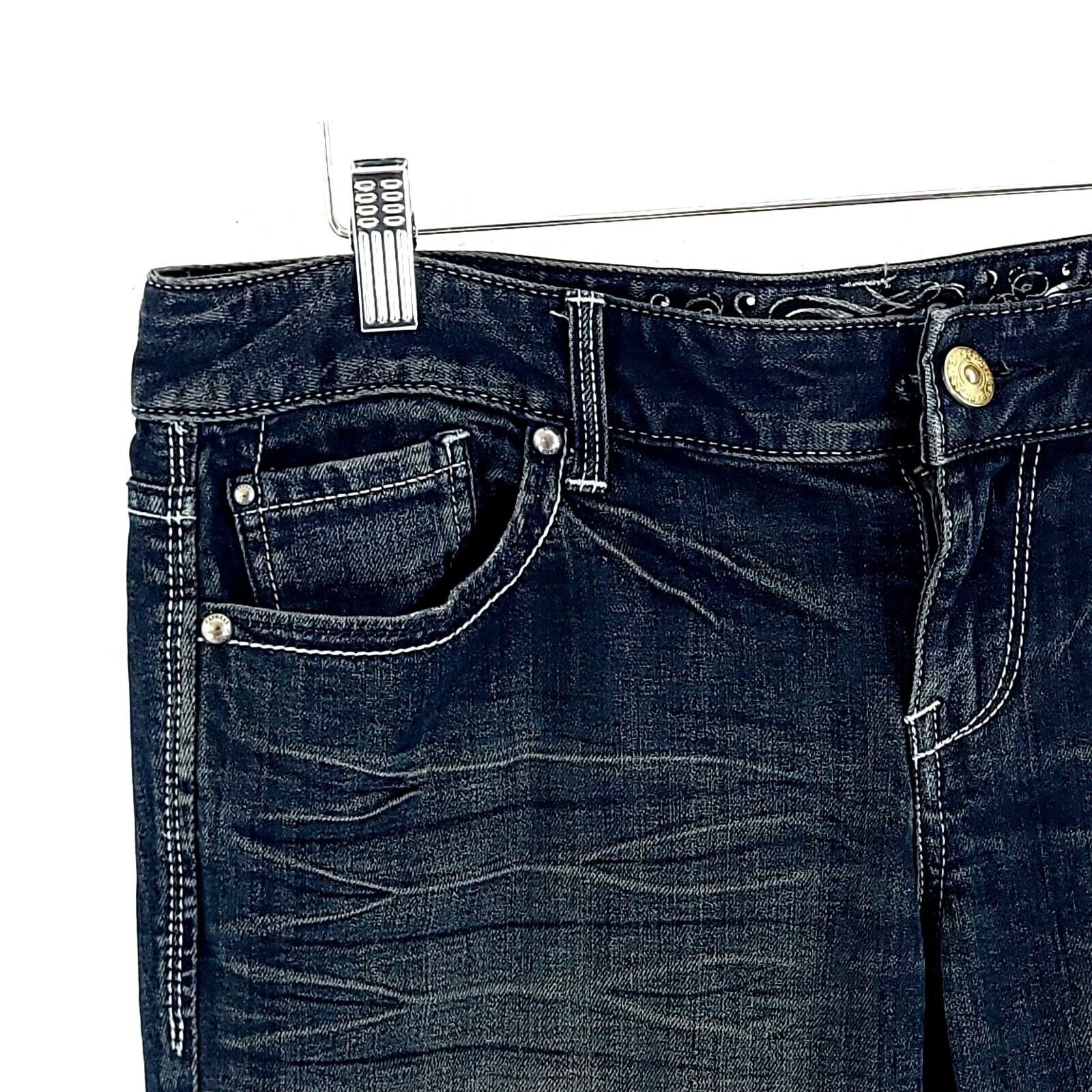 Express Express Stella Regular Fit Low Rise Blue Brown Denim Whisker Size 30" / US 8 / IT 44 - 3 Thumbnail