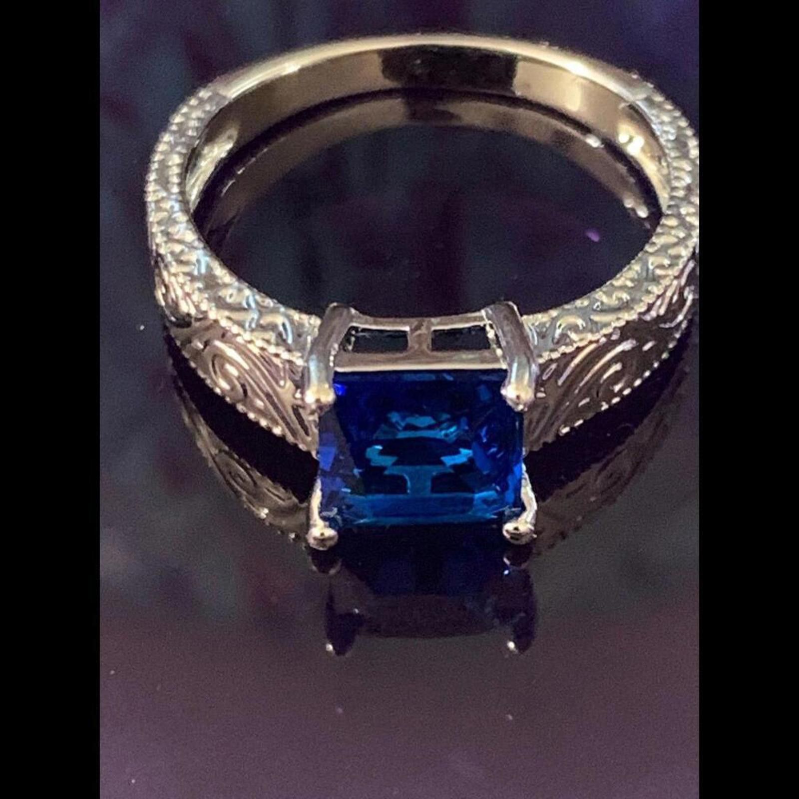 Designer Elegant Blue Stone Ring - Vintage Design 7 Size ONE SIZE - 1 Thumbnail