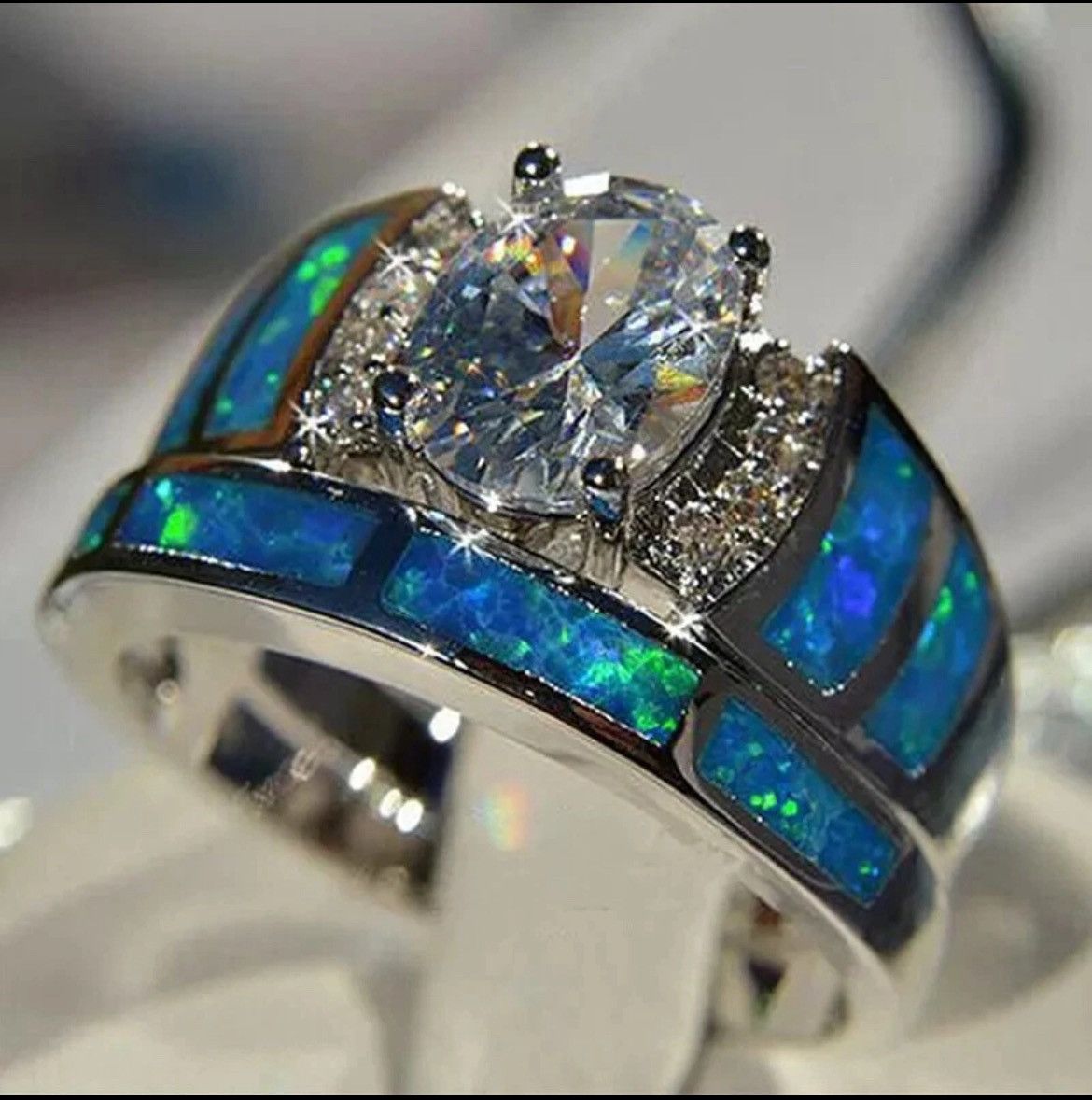 Other 2pcs/set 925 Silver Ring Women Cubic Zircon Jewelry Rimg Size ONE SIZE - 1 Thumbnail