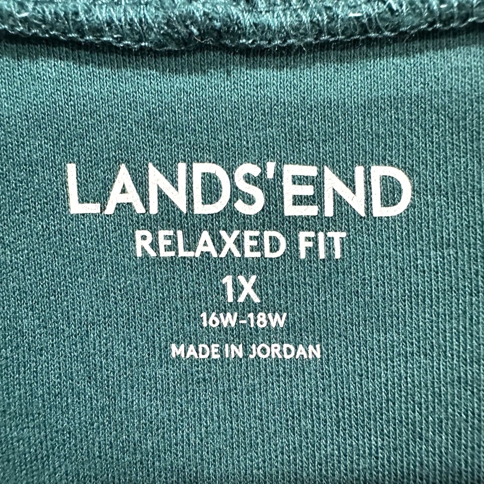 Lands' End Lands' End Shirt Womens 1X Green Cotton Tee Long Sleeve Mock Neck Pullover Casual 1X Womens Tee Green 90s? Size XL / US 12-14 / IT 48-50 - 3 Thumbnail