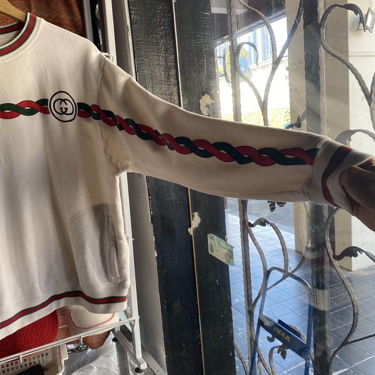 Gucci Gucci Interlocking G Logo Web Trim Striped Sweatshirt Size US L / EU 52-54 / 3 - 9 Thumbnail