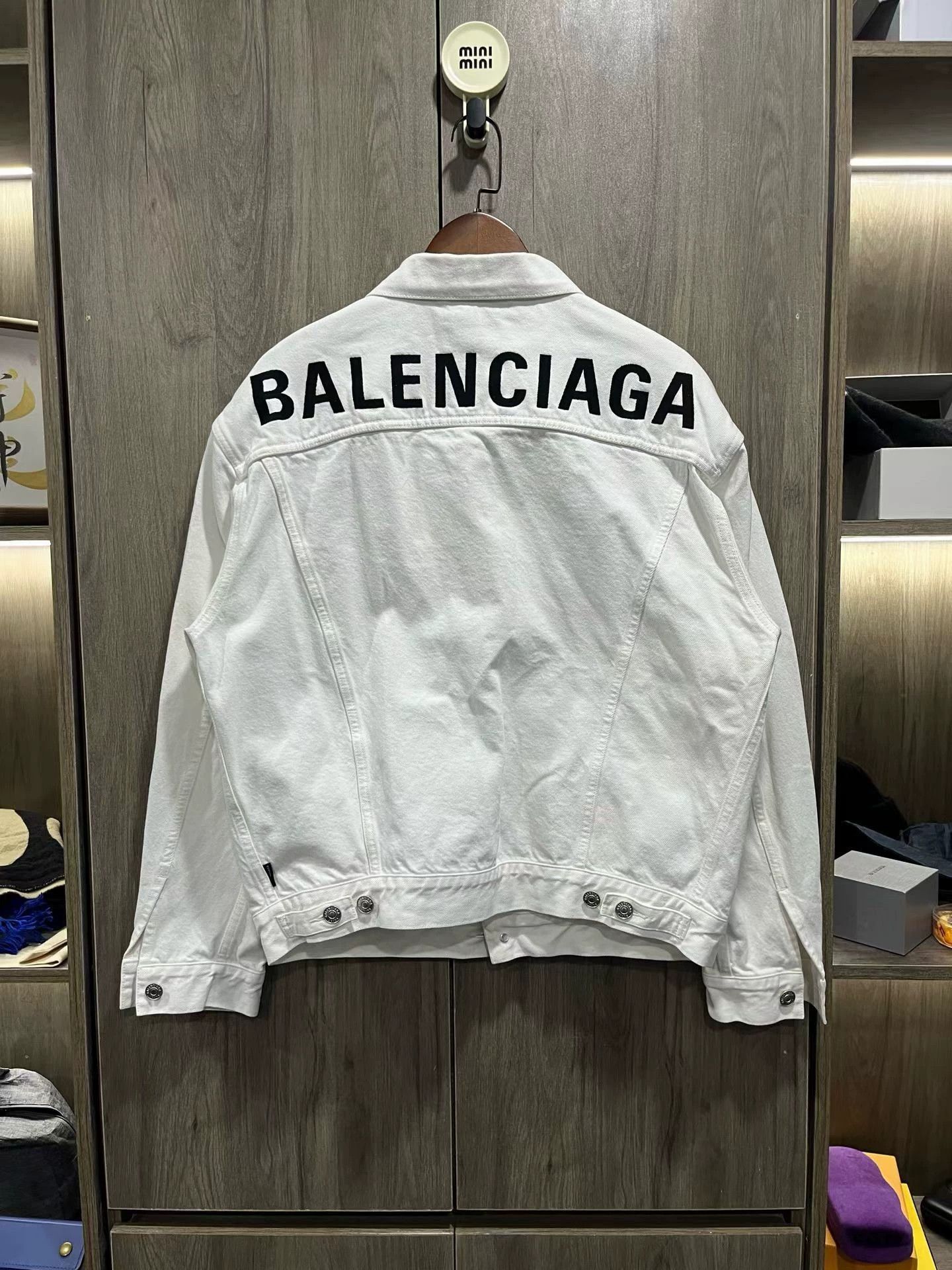 Balenciaga Balenciaga White Logo Denim Jacket - New w/ Tags - Size 44 Size US S / EU 44-46 / 1 - 6 Thumbnail