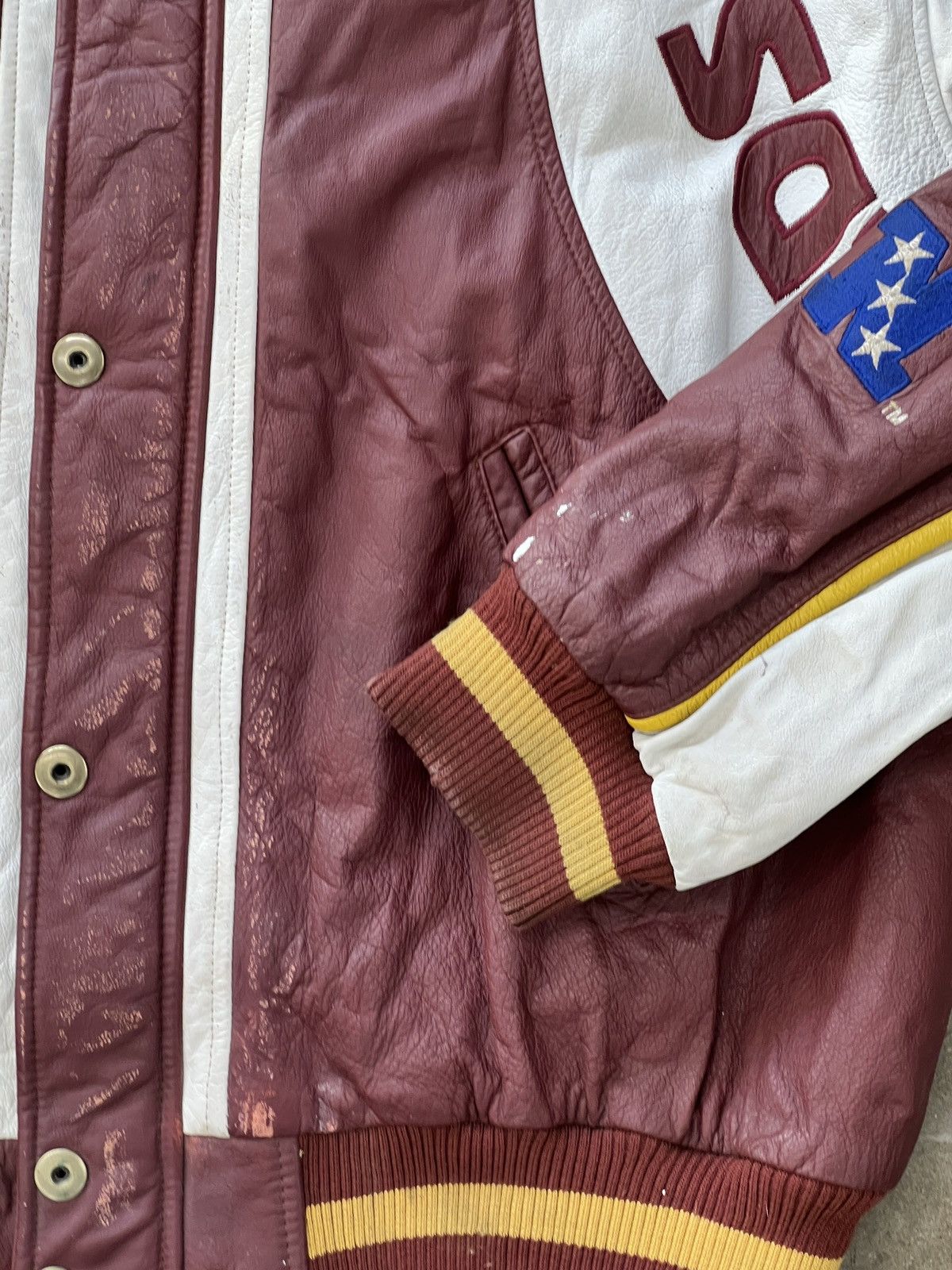 NFL × Vintage Vintage 80s 90s NFL Redskins Leather Sports Jacket 2XL Size US XXL / EU 58 / 5 - 7 Thumbnail