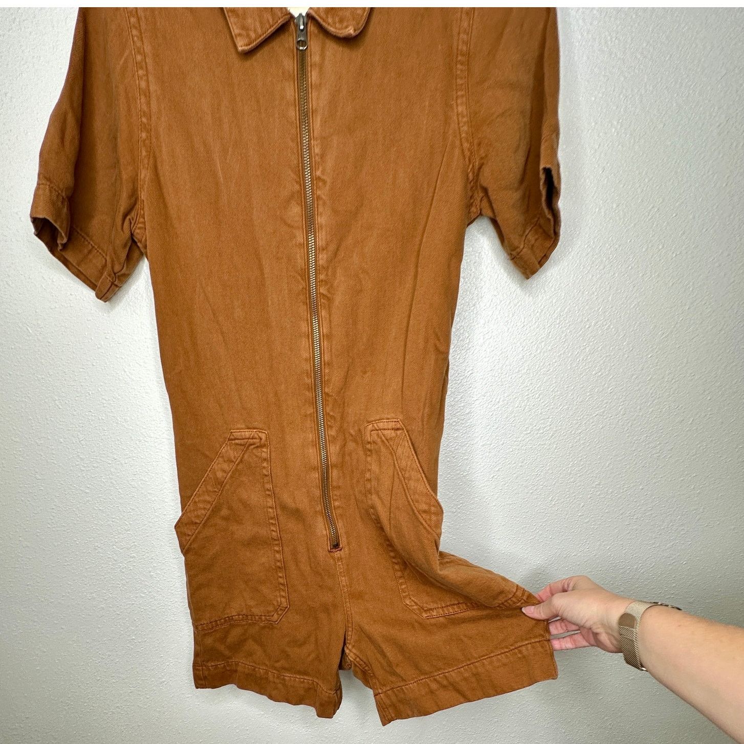 Everlane Everlane The Denim Short Coverall Cotton Brown Rust Romper 6 Size 28" / US 6 / IT 42 - 5 Thumbnail