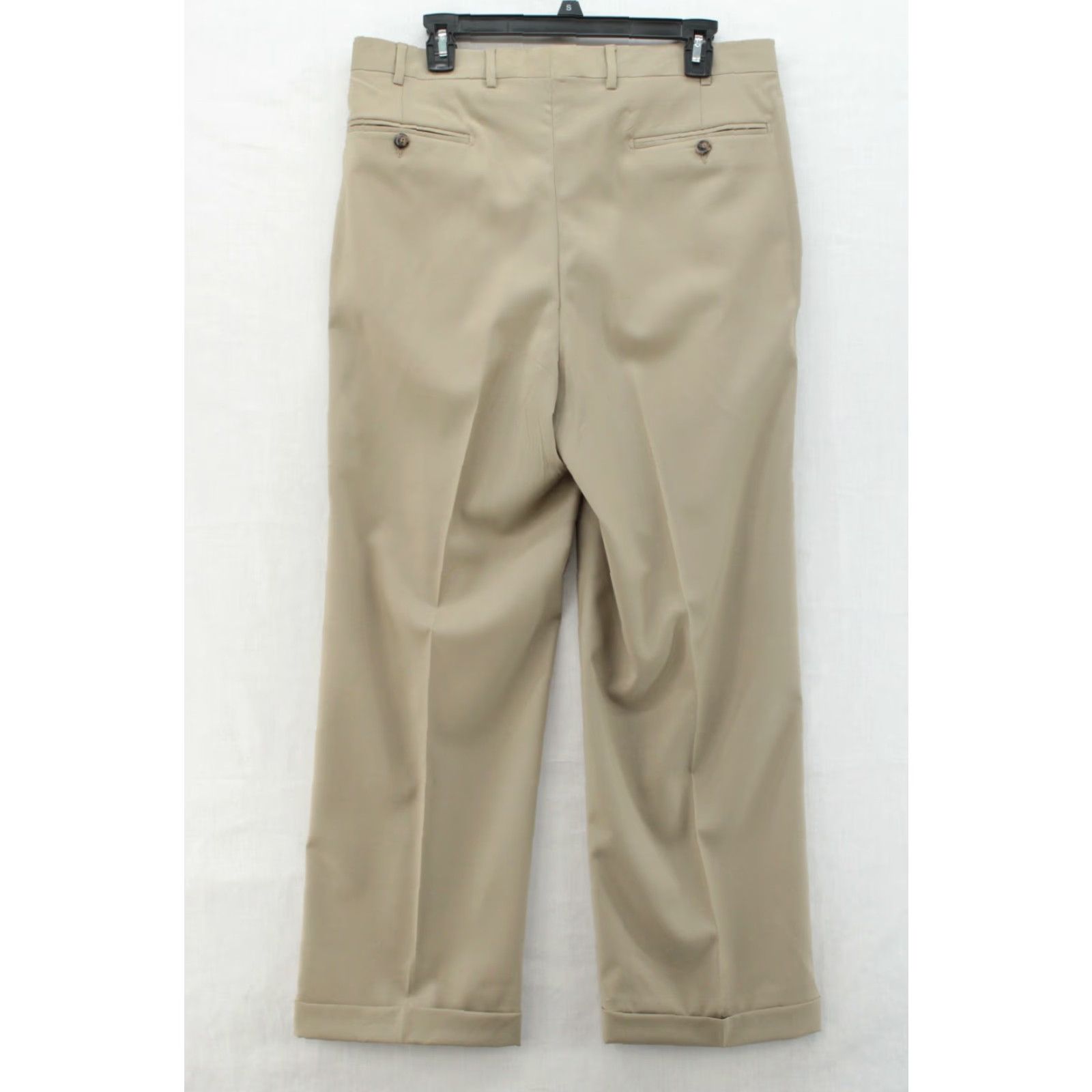 Vintage Angelico Dress Pants Mens 34 X 28 Khaki Tan 100% Wool Pleated Cuffed Lined Italy Size US 34 / EU 50 - 4 Thumbnail