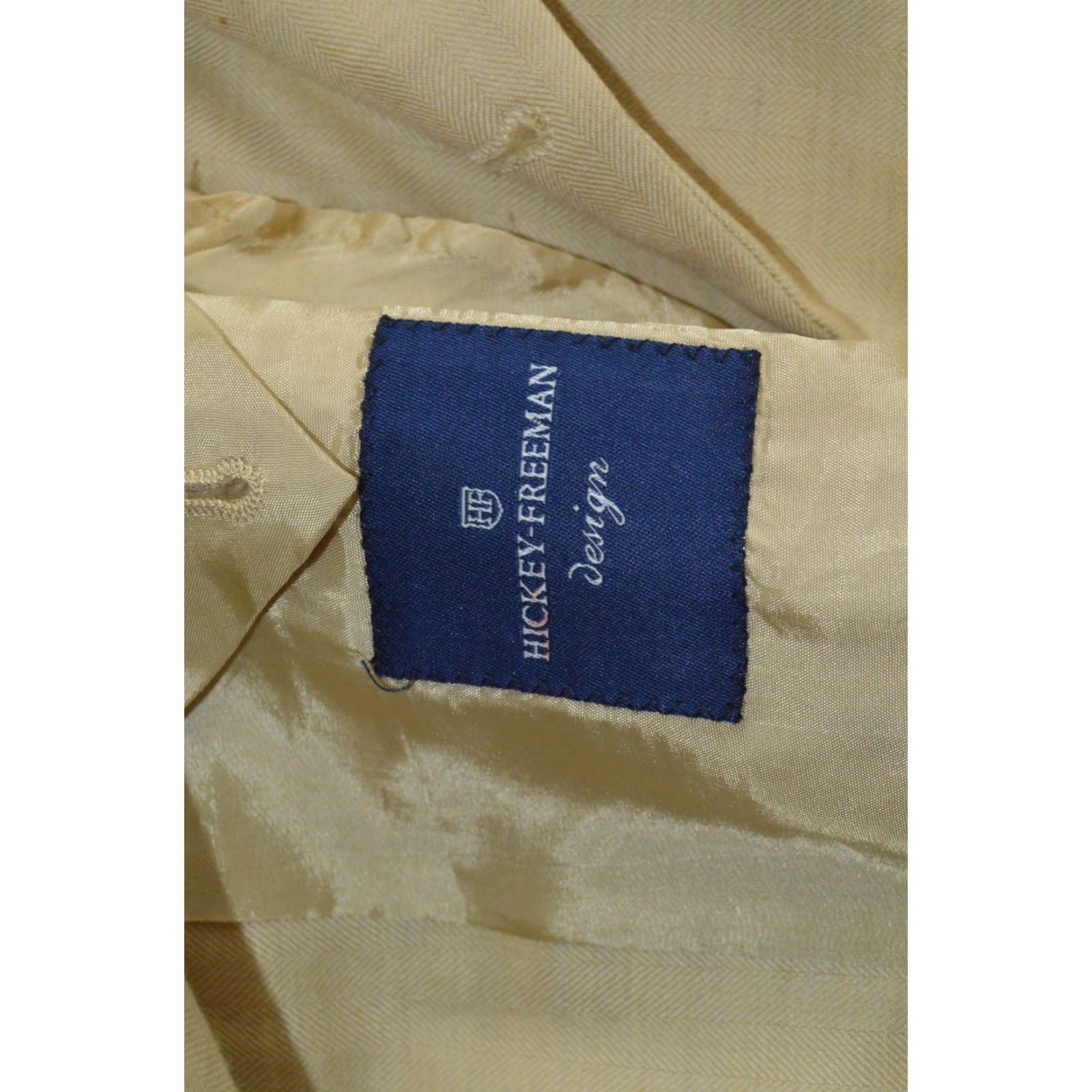 Vintage VINTAGE Hickey Freeman Blazer 3 Button 44R Cashmere Beige Mens Suit Jacket Size 44R - 3 Thumbnail