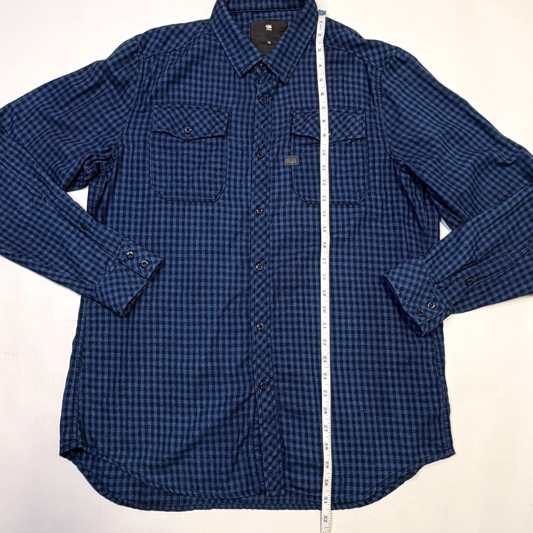 Vintage G-Star RAW Shirt Mens XL Blue Black Landoh L/S Check Plaid Button Front Casual Size US XL / EU 56 / 4 - 4 Thumbnail