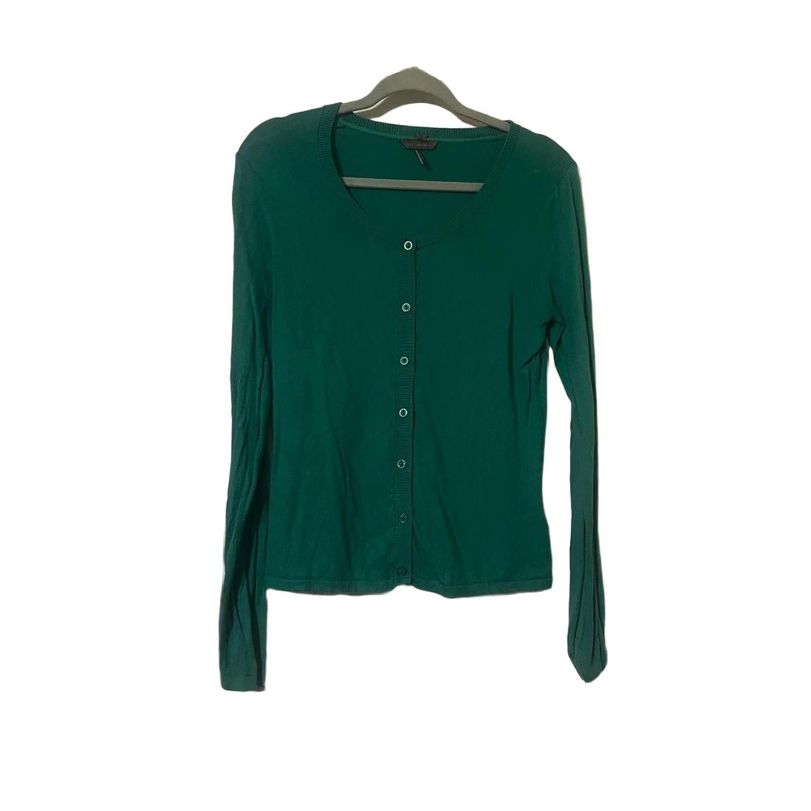 Other KRISTIN DAVIS Green L Cashmere Blend Scoop Neck Cardigan Size L / US 10 / IT 46 - 3 Thumbnail