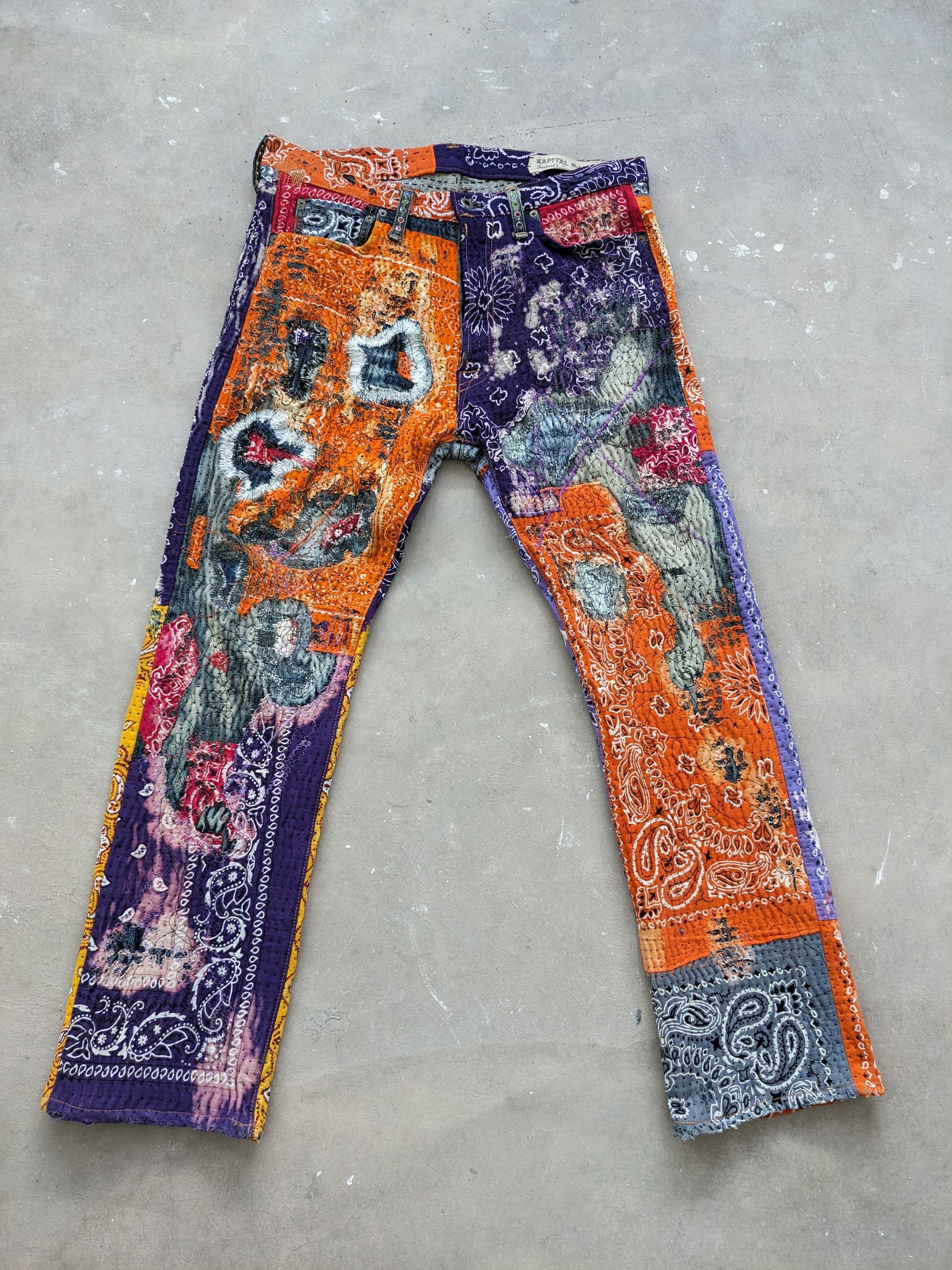 Pre-owned Kapital X Vintage Kapital Jeans Selvedge Uroboros Kofu Bandana Boro In Multicolor