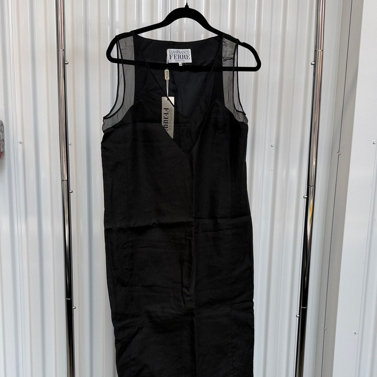 Gianfranco Ferre Gianfranco Ferre Black shift Dress with Sheer Accents 12 Size XL / US 12-14 / IT 48-50 - 1 Thumbnail