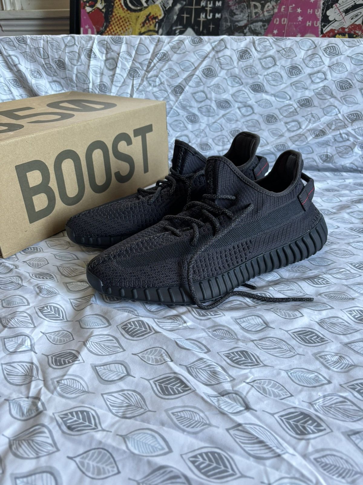 image of Adidas Yeezy Boost 350 V2 Static Black (Non-Reflective) Shoes, Men's (Size 12)