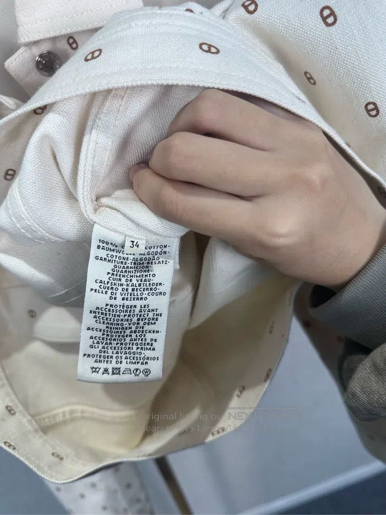 Hermes Hermes Beige All-Over Printed Denim Jacket Size XXS / US 00 / IT 34 - 4 Thumbnail