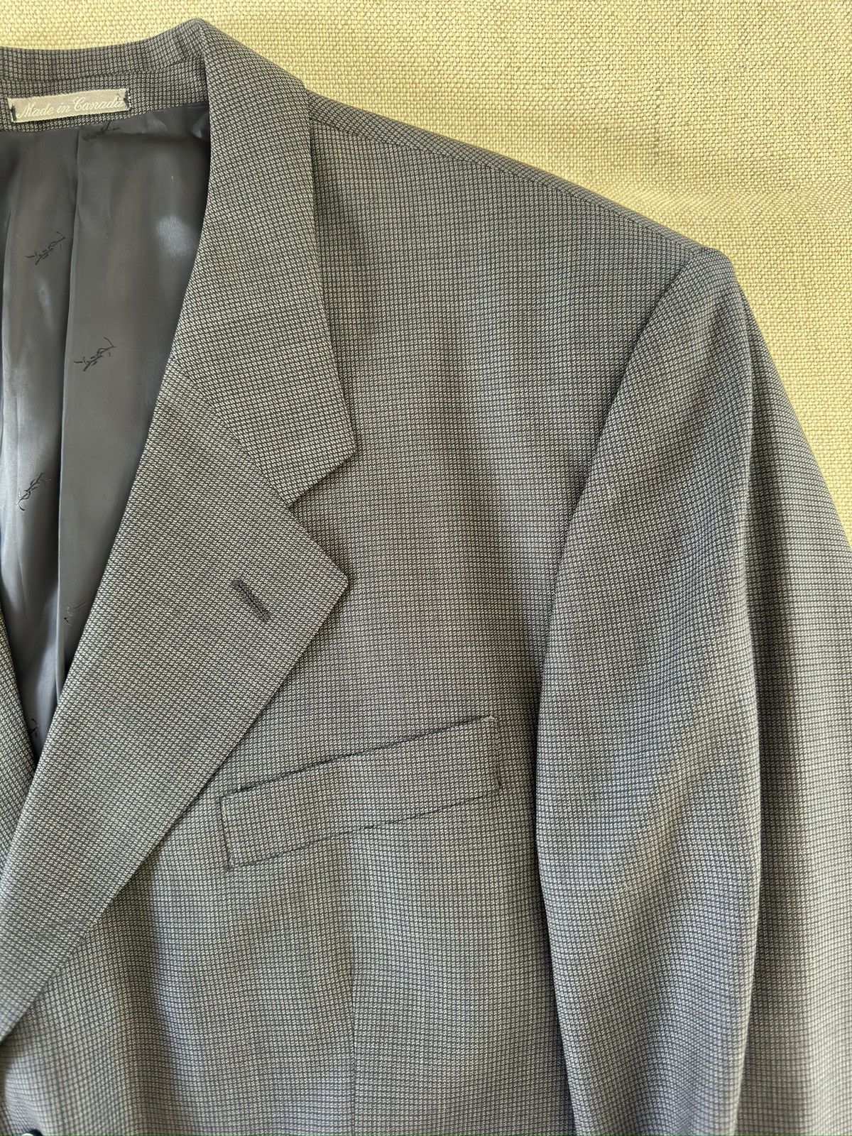 Vintage × Yves Saint Laurent Yves Saint Laurent YSL Vintage Nailhead Jacket in Gray 48R Size 48R - 4 Thumbnail