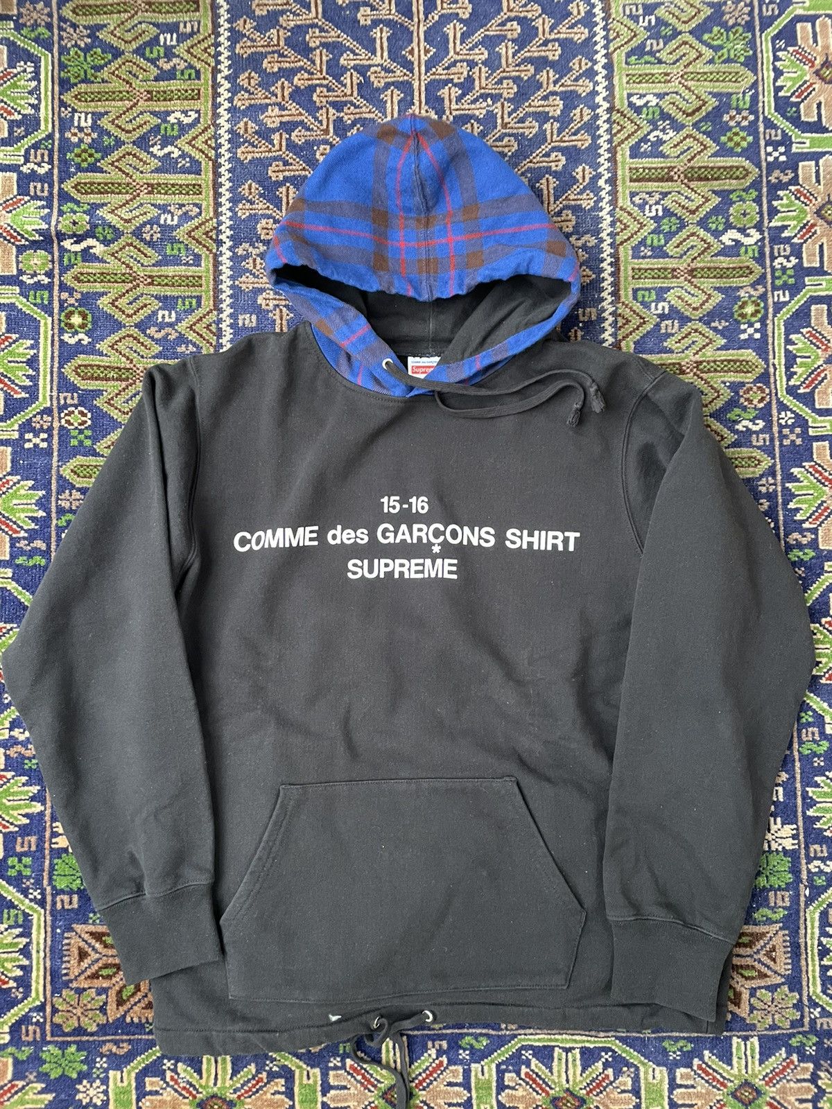 Comme des Garcons Shirt Supreme COMME des GARCONS SHIRT x SUPREME Pullover Hoodie Black M Grailed