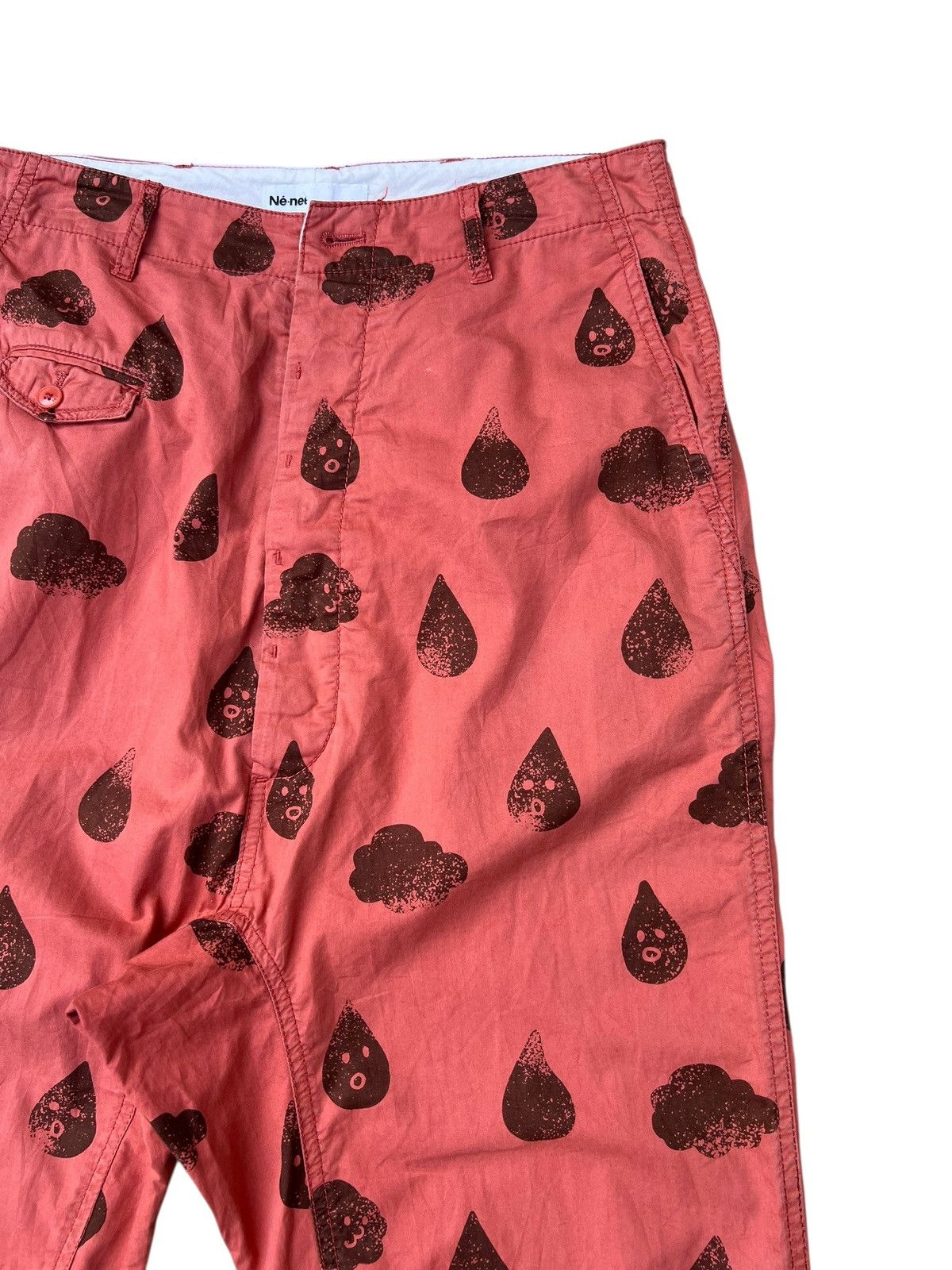 Ne-Net Ne-net Raindrops Clouds Printed Buckle Back Cropped Pant Size US 29 - 11 Thumbnail