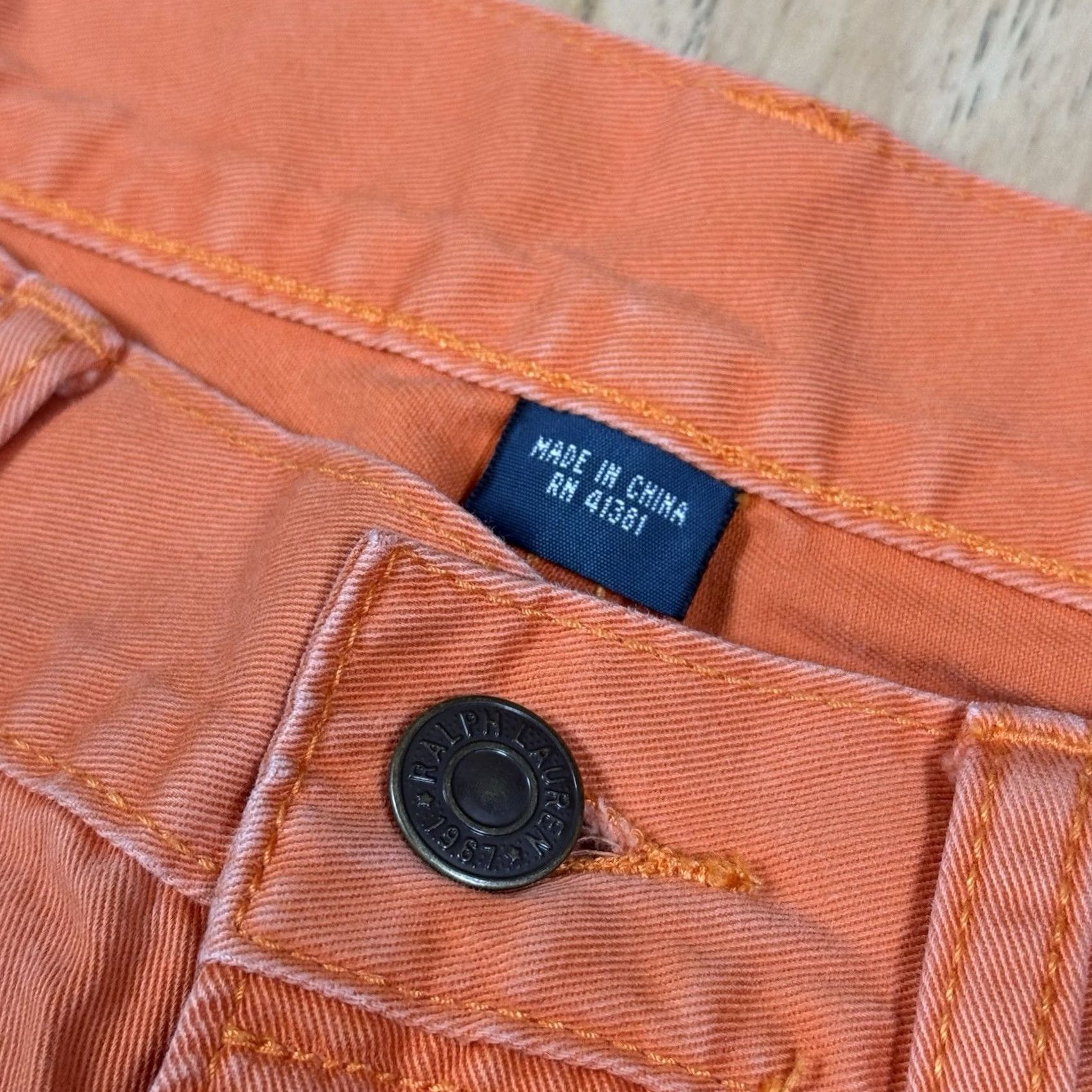 Polo Ralph Lauren VINTAGE Polo Ralph Lauren Jeans Men 32x30 Orange Straight Fit Slim Light Blue 90s Mens Size US XS / EU 42 / 0 - 6 Thumbnail