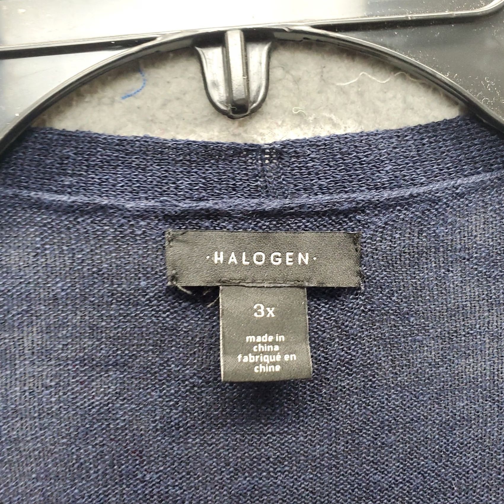 Vintage Halogen Cardigan Womens 3X Navy Tight Knit Linen Blend Raglan Sleeve Open Front Shirt Womens 3X Navy Knit Cardigan Size XXL / US 16-18 / IT 52-54 - 3 Thumbnail