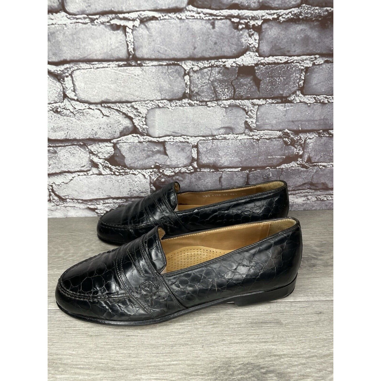 Other Cable & Co. Black Leather Croc Penny Loafers Dress Shoes Men Size US 9.5 / EU 42-43 - 15 Thumbnail