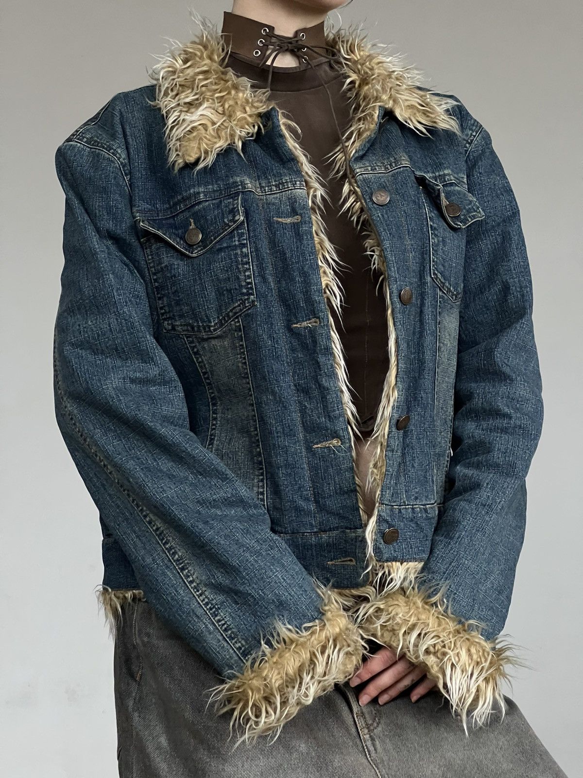 Vintage VINTAGE FAUX FUR DENIM JACKET AFGHAN COAT MINI PENNY LANE Size M / US 6-8 / IT 42-44 - 2 Thumbnail