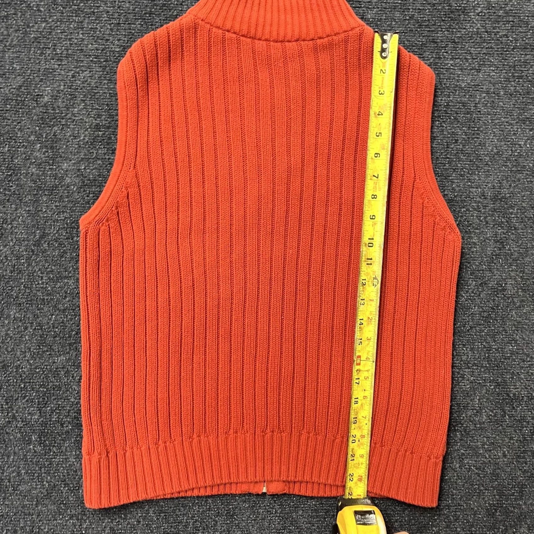 Pendleton VINTAGE Pendleton Sweater Vest Womens Large Orange Cable Knit Full Zip Mock Neck Cotton Size L / US 10 / IT 46 - 6 Thumbnail