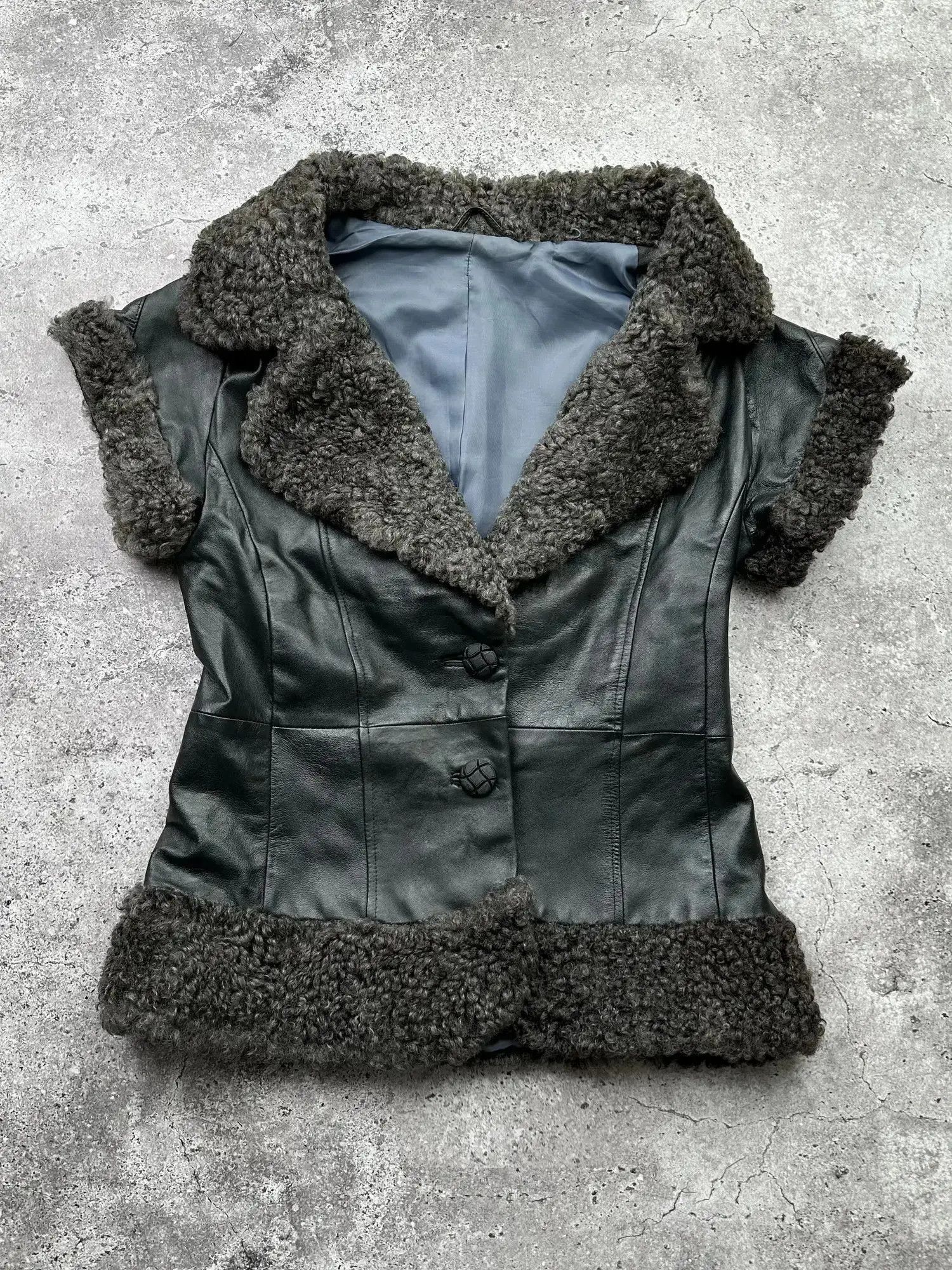 Genuine Leather Vintage Real Sheepskin/Leather Vest C95(V73) Size M / US 6-8 / IT 42-44 - 1 Thumbnail