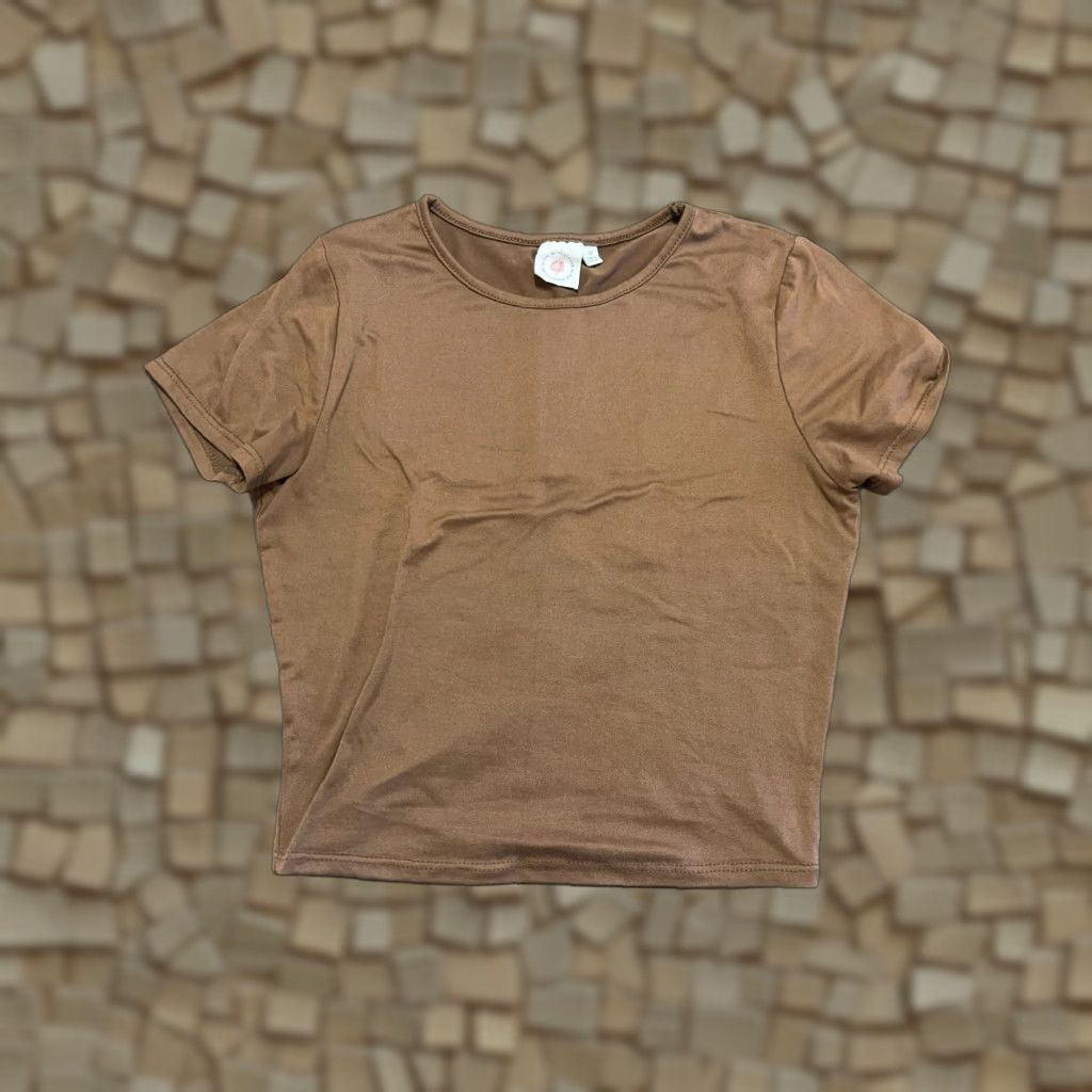 Olive Live in the moment Shirt Cropped Brown XS Womens Short Sleeve Round Neck Pullover T-Shirt Casual Modern Vintage: No Size XS / US 0-2 / IT 36-38 - 1 Thumbnail
