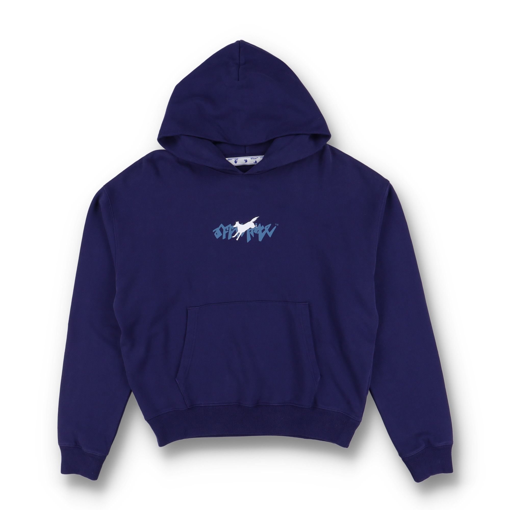 Off-White Blue Running Wolves Logo Oversized Hoodie Size US M / EU 48-50 / 2 - 5 Thumbnail