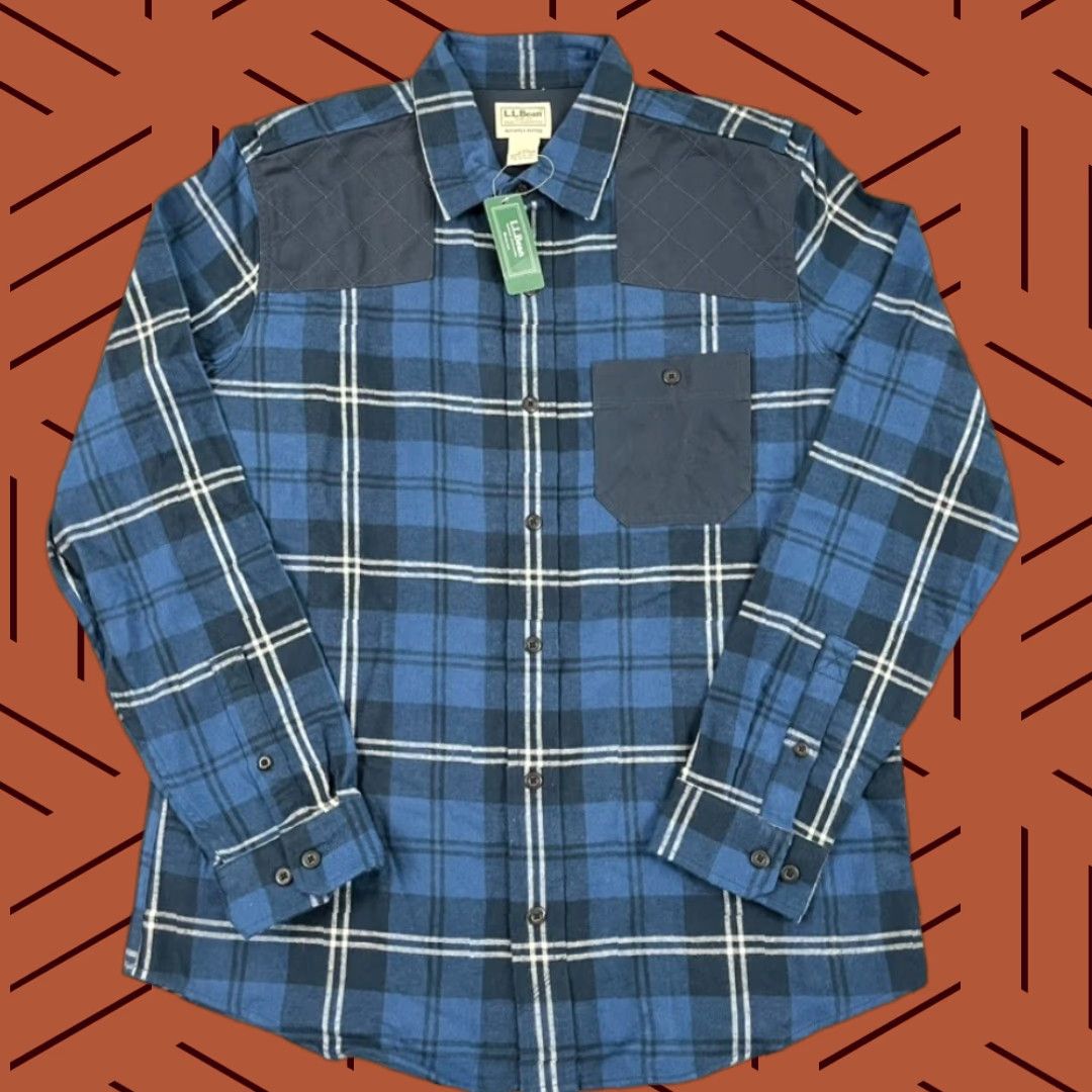 Vintage LL Bean Shirt Men Medium Slim Fit Plaid Flannel Button-Up Blue New Mens Size US M / EU 48-50 / 2 - 1 Thumbnail