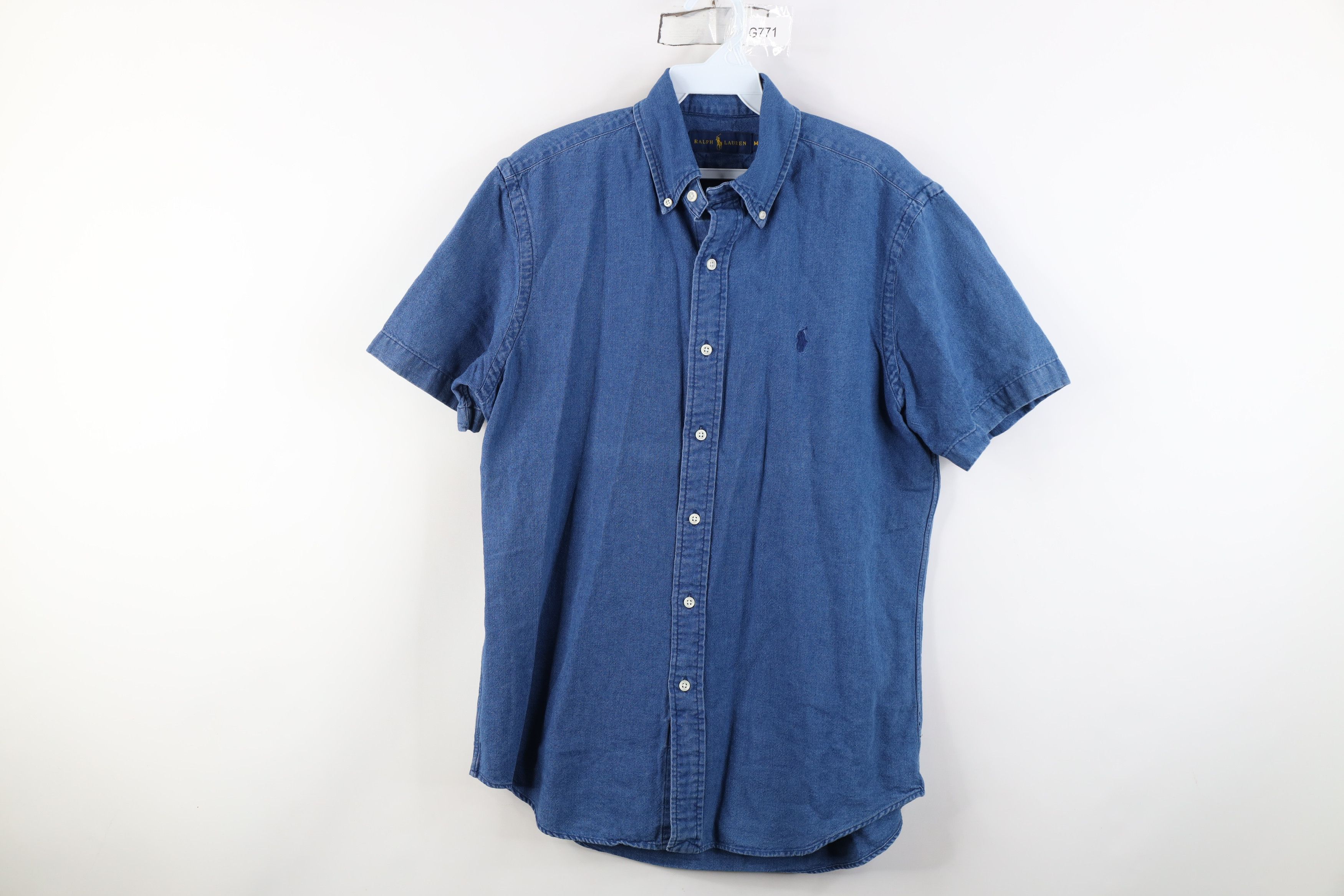 Ralph Lauren Vintage Ralph Lauren Short Sleeve Button Down Shirt Blue Size US M / EU 48-50 / 2 - 1 Thumbnail