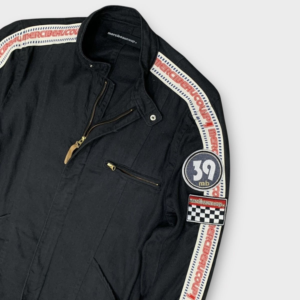 Issey Miyake MERCIBEAUCOUP BOMBER JACKET STAND COLLAR STRIPE PATCHES Size US M / EU 48-50 / 2 - 6 Thumbnail