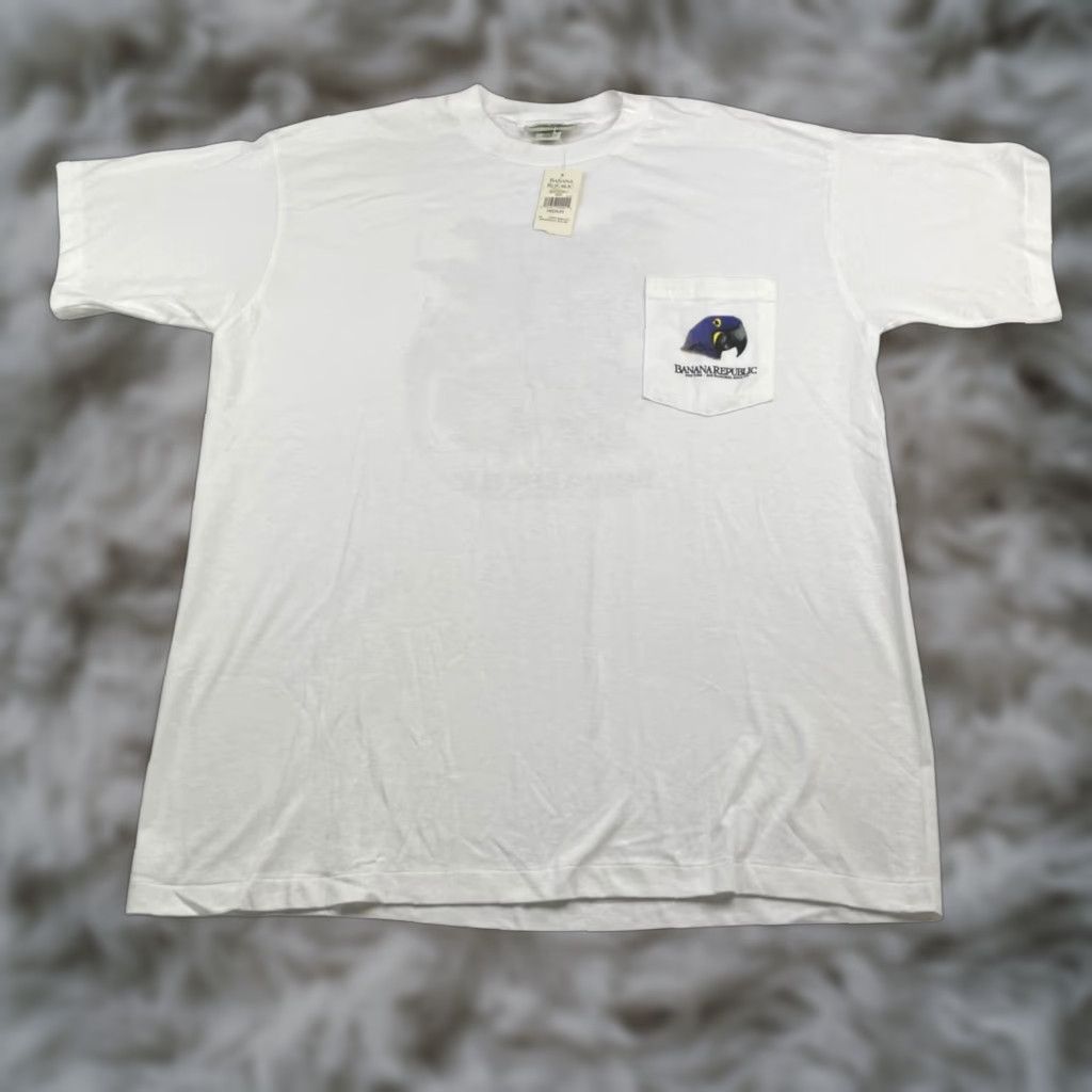 Banana Republic VINTAGE Banana Republic Shirt White M Men Safari Pocket T-Shirt US 100% Cotton Crew Neck Short Sleeve Double-Sided Printed Graphic Size US M / EU 48-50 / 2 - 1 Thumbnail