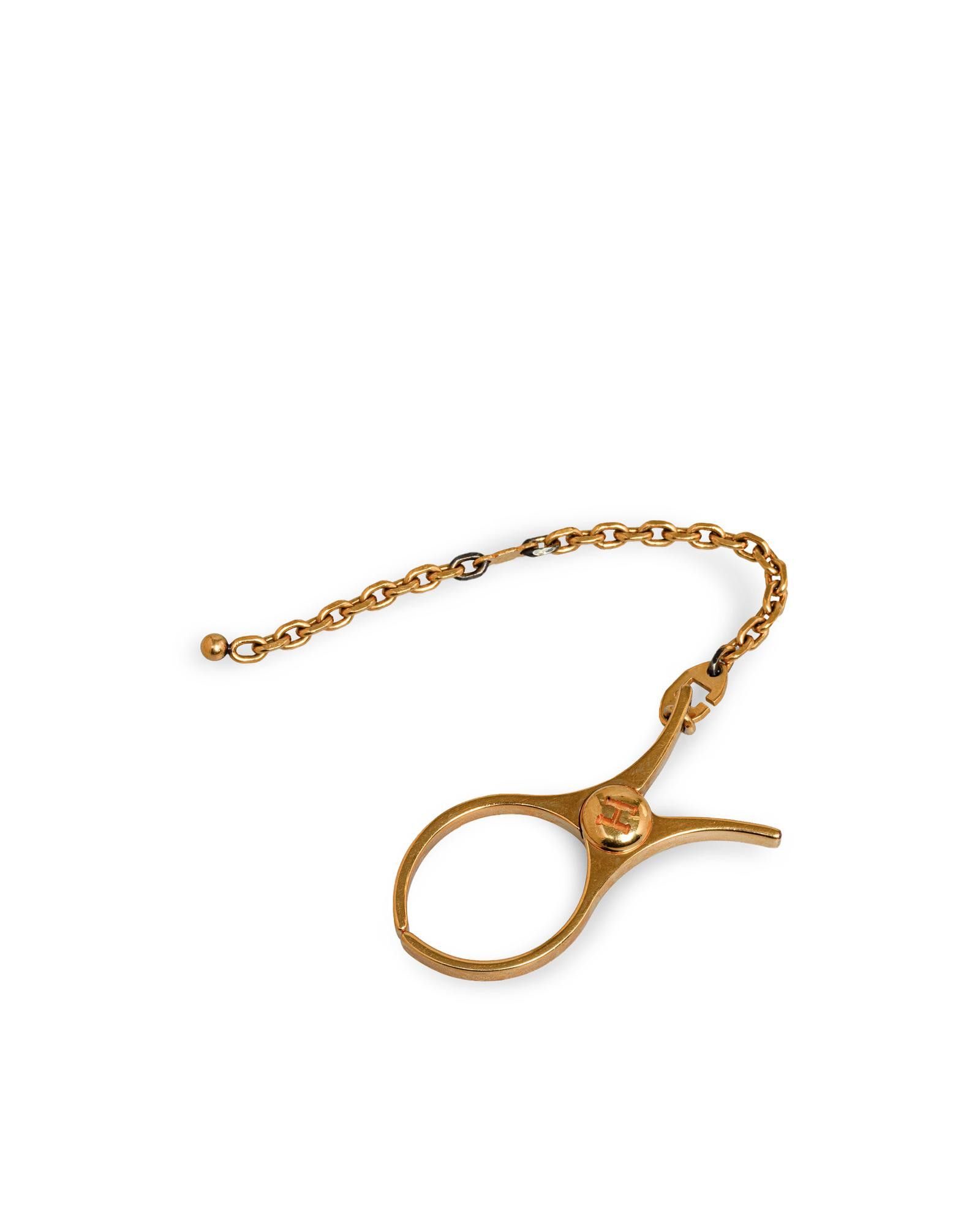 image of Hermes Gold-Tone Glove Holder With Chain Attachment, Women's