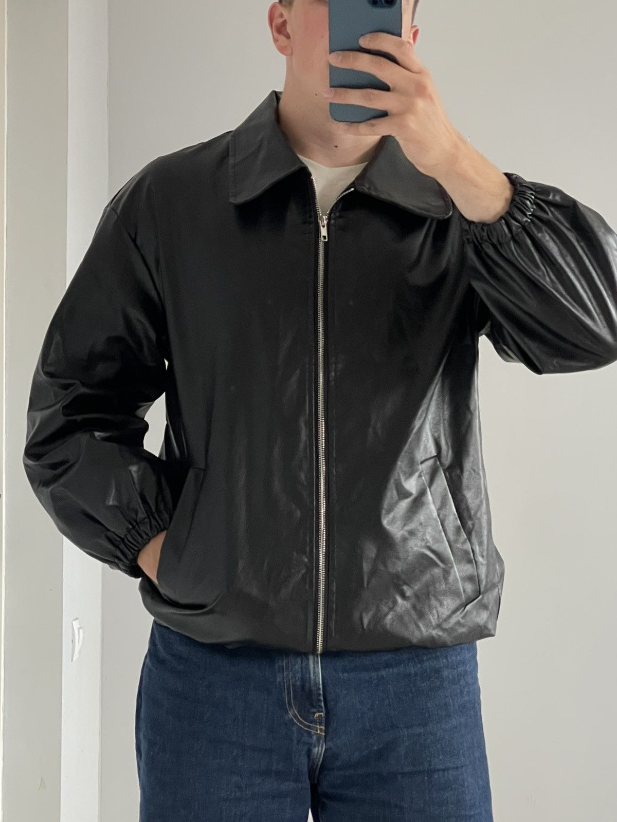 Japanese Brand Vintage Y2k Retro Style Japan Faux Leather Zip Baggy Jacket Size US L / EU 52-54 / 3 - 6 Thumbnail