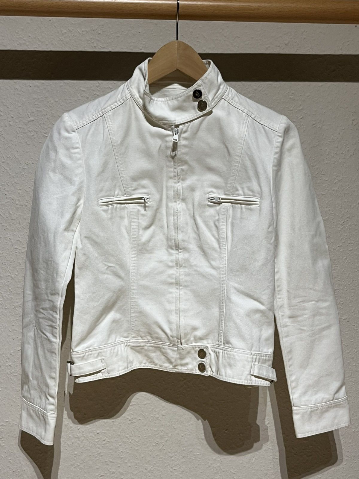Gucci SS99 tom ford gucci white cotton motojacket Size S / US 4 / IT 40 - 1 Thumbnail