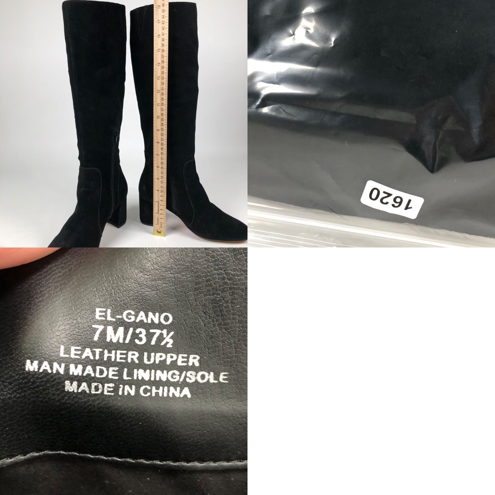 Vintage Essex Lane El Gano Boots Womens Size 7 M Black Suede Knee High Zip Block Heel Platform City Clubwear Disco Going Out Gothic Retro Size US 7 / IT 37 - 10 Thumbnail